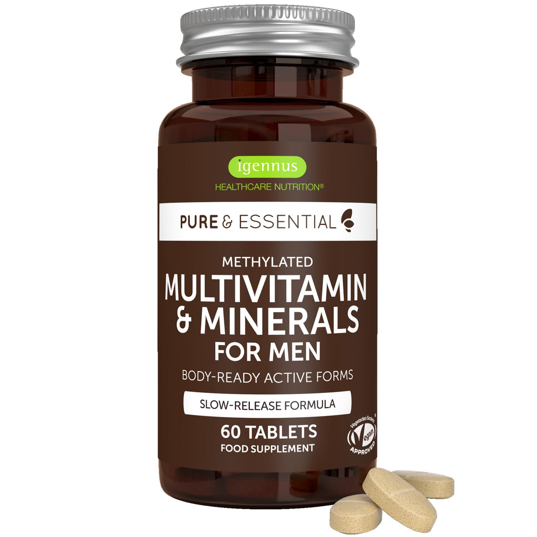 Igennus Methylated Men's Multivitamin with 22 Actives, All-Day Nutrient Delivery, Pure & Clean, Methylfolate & Methylcobalamin Igennus Healthcare Nutrition uk supplements