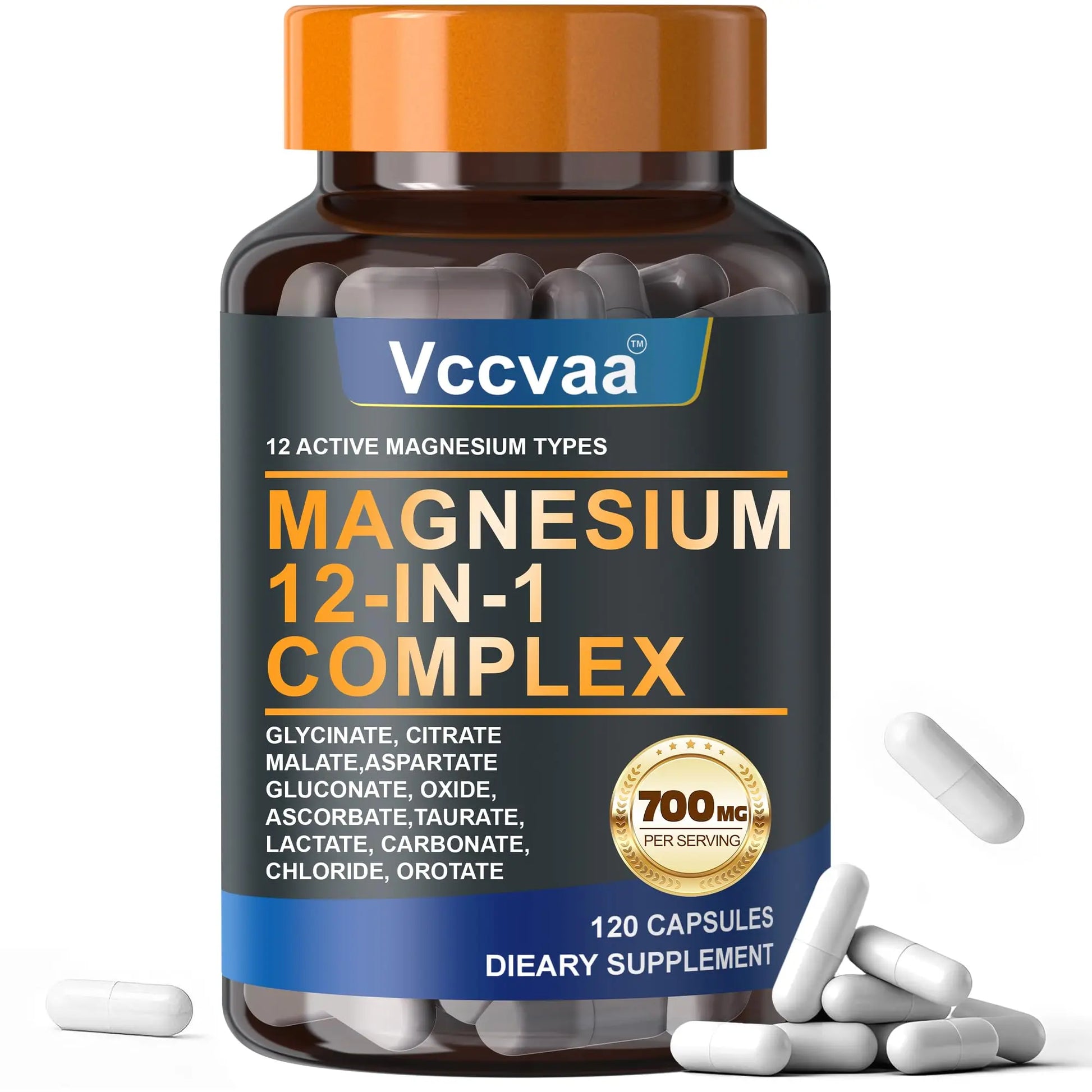 Magnesium Complex 700mg – 12-in-1 Magnesium Supplement with Glycinate, Citrate, Malate, Oxide, Taurate & More – High Absorption for Muscle, Heart, Sleep, Bone, Nerve Support –120 Capsules (1 Pack) Vccvaa Au supplements