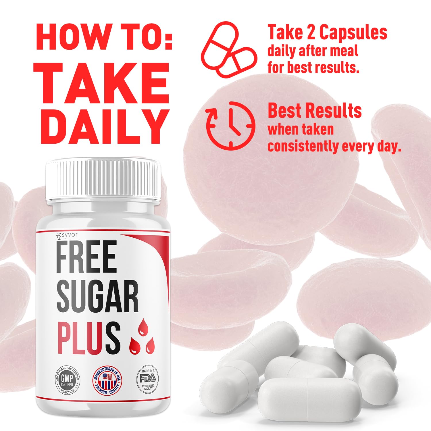 Free Sugar Plus Capsules, Official FreeSugar Plus Blood Health Support Pills With All Natural Ingredients, Free Sugar Plus Advanced Wellness Support with Premium Vitamins for Women & Men (60 Capsules) Syvor Au supplements