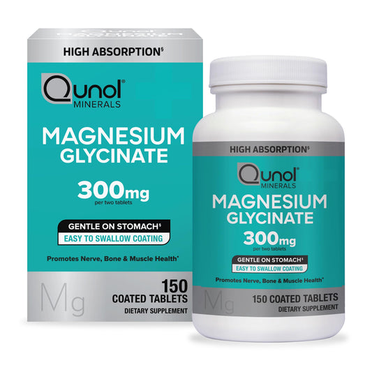 Qunol Magnesium Glycinate 300mg, 100% Glycinate Chelated Magnesium Supplement, 150ct Tablets QunolAU supplements
