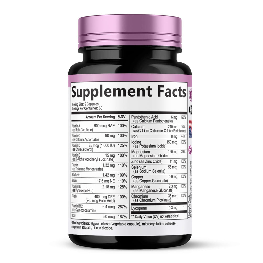 Multivitamin for Women - Complete Daily Womens Multivitamins with Calcium, Folate, Vitamin A, C, D, E & B Vitamins, Zinc and Iron - Multi Vitamins for Bone, Energy & Immune Support - 120 Capsules Nature's Peak Au supplements