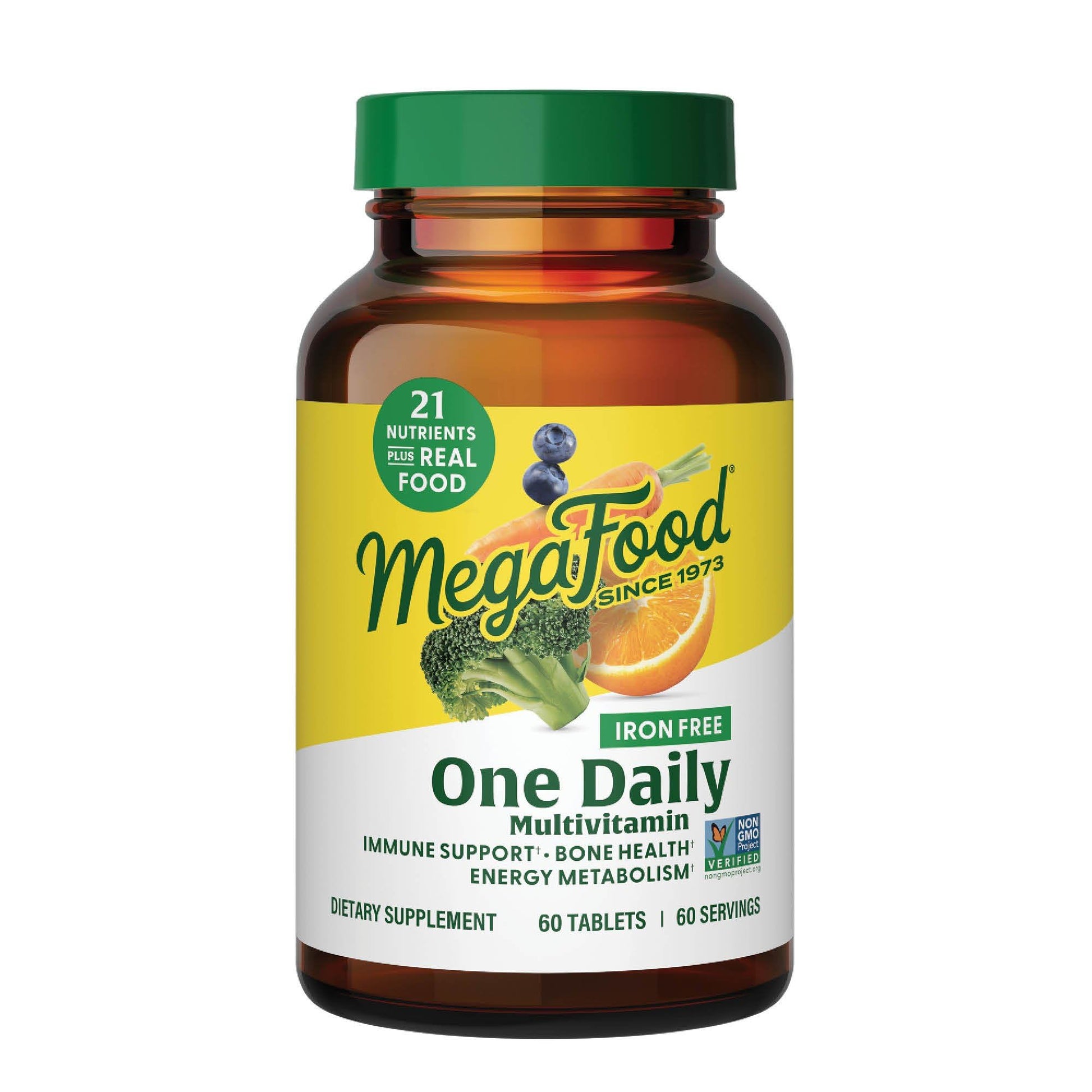 MegaFood One Daily Iron Free Multivitamin - Multivitamin for Women and Men - with Real Food - Immune Support Supplement - Bone Health - Energy Metabolism - Vegetarian; Non-GMO; No Iron - 60 Tablets MegaFood Au supplements