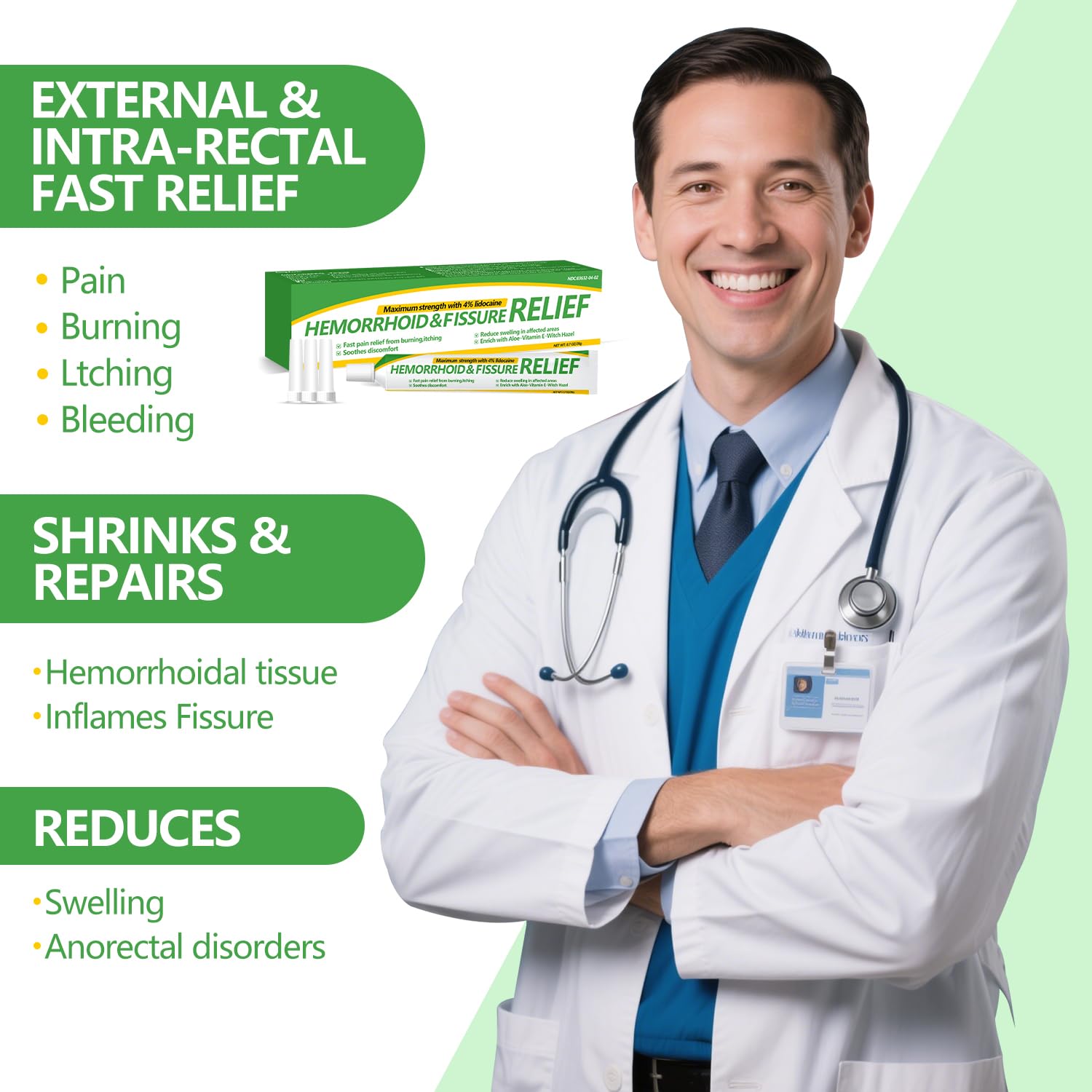 RHAICARE Hemorrhoid and Fissure Cream,Hemorrhoidal Ointment for Fast Acting Itch, Swelling, and Maximum Strength Pain Relief（1 Pack RHAICARE Au supplements