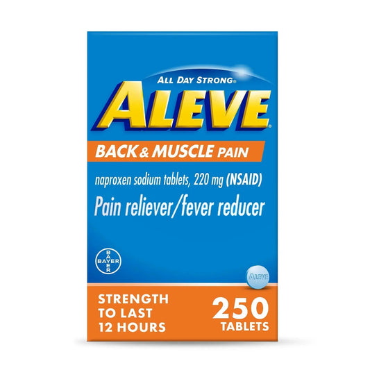 Aleve Back & Muscle Pain Relief Naproxen Sodium Tablets, Pain Reliever & Fever Reducer, Medicine for Body , 250 Count AleveAu supplements
