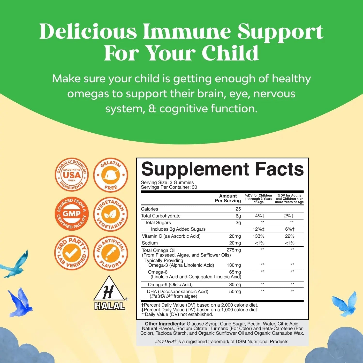 Bundle of Plant Based Kids Multivitamin Gummies with Vitamins A C D3 E B Zinc and DHA Omega 3 Gummies with Vegetarian 6 9 for Vision Brain Immunity Support Natures Craft Au supplements
