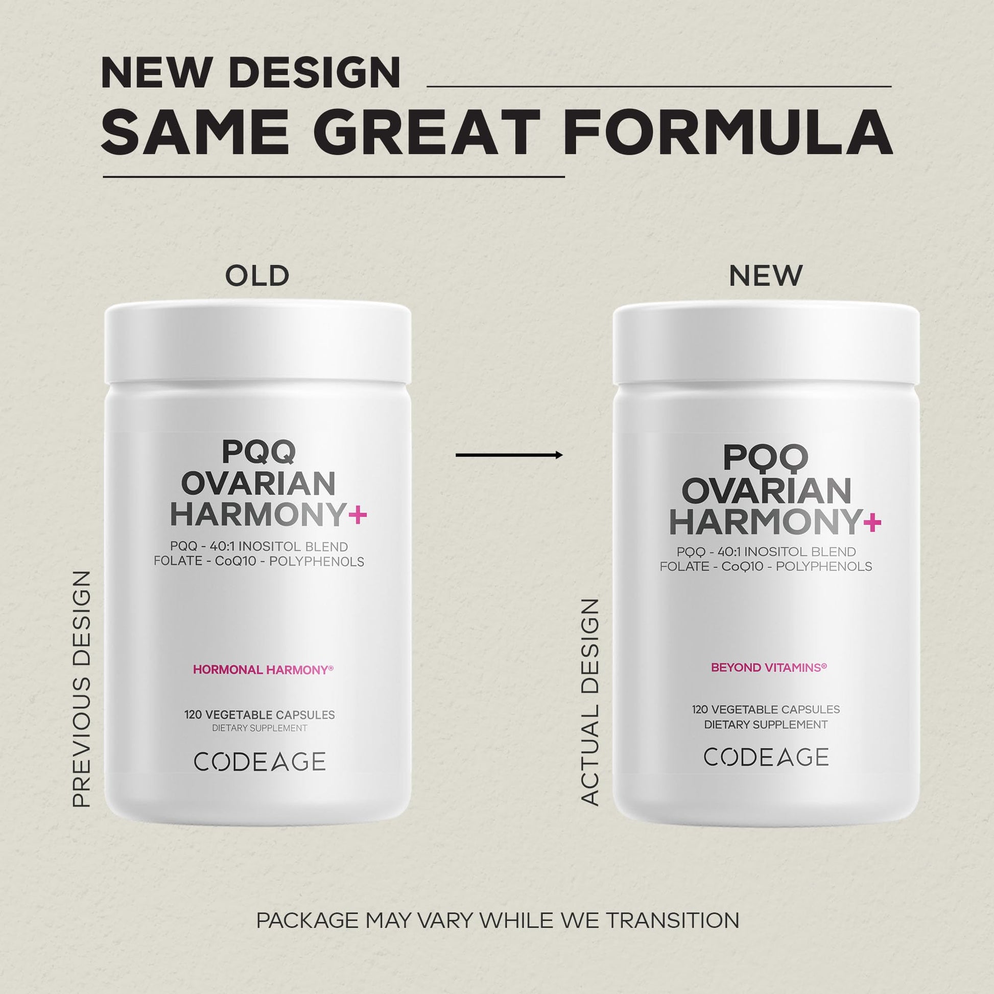 Codeage PQQ Ovarian Harmony+ Supplement - PQQ (Pyrroloquinoline Quinone), Myo-Inositol & D-Chiro-Inositol 40:1 Blend, Folate 5-MTHF, CoQ10, Wild Blueberry - Liposomal Delivery - Non-GMO - 120 Capsules Codeage Au supplements
