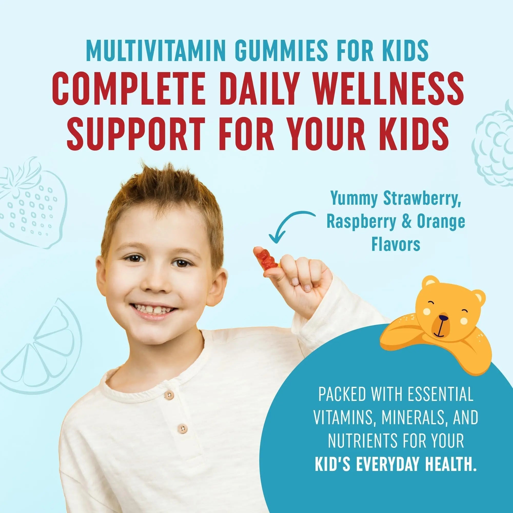 Kids Multivitamin Gummies | Vitamins A, B, C, D & Zinc for Immunity, Growth & Development | Daily Multivitamins for Children Ages 2+ | MAV NUTRITION Au supplements