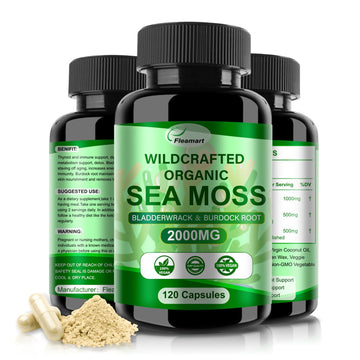 Fleamart Irish Sea Moss Capsules 120ct Raw Organic Sea Moss Wildcrafted Bladderwrack Fleamart Au supplements
