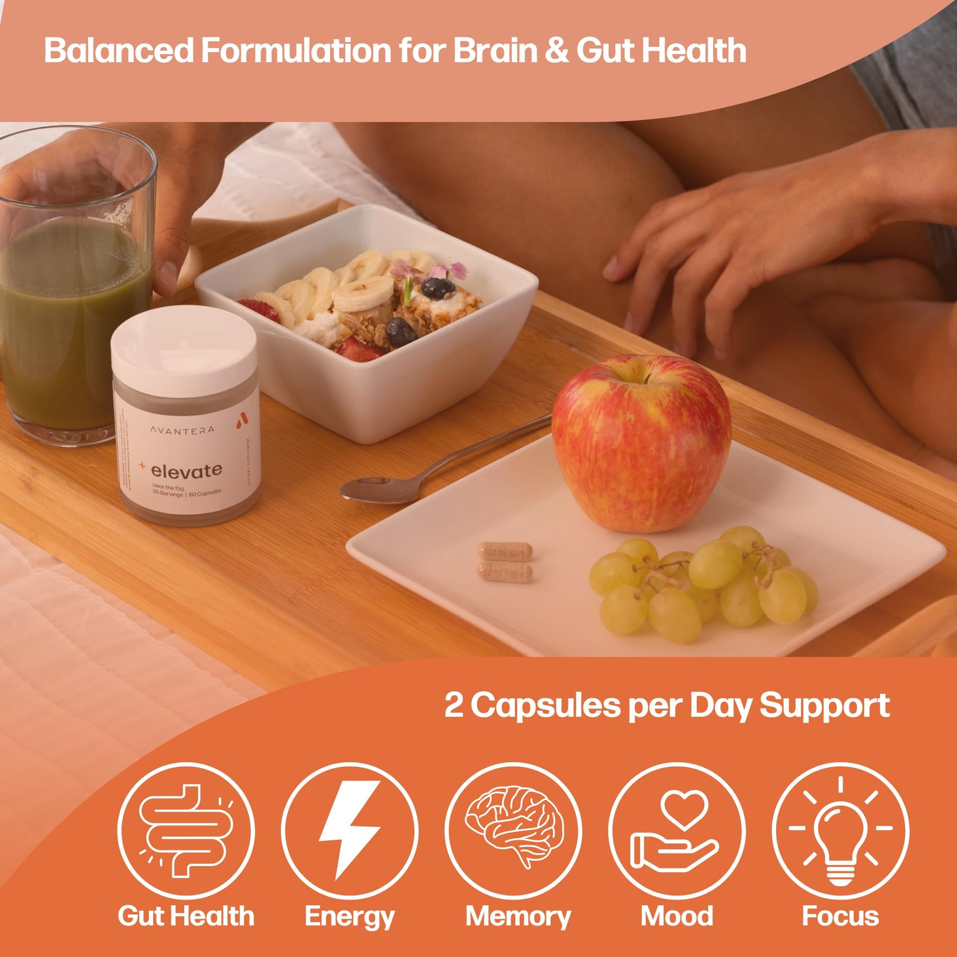 Avantera Premium Nootropic, Elevate | Energy, Focus, Mood, & Gut Health | 30 Day Supply Avantera Au supplements