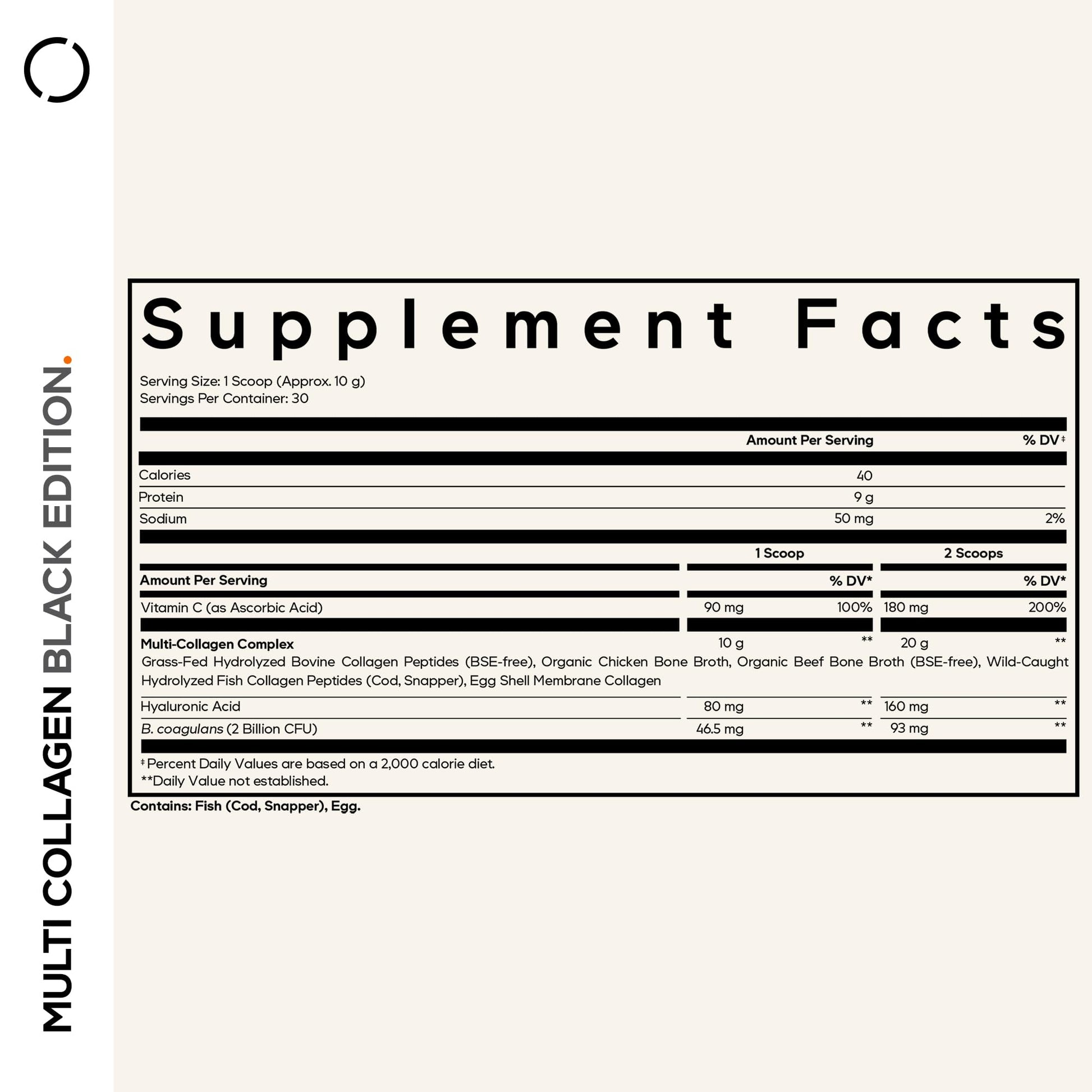 Codeage Multi Collagen Peptides Powder + Probiotics Black Edition, Vitamin C, Hyaluronic Acid Powder Supplement, Grass-Fed, Hydrolyzed, Zero Carbs, Type I, II, III, V & X, Unflavored, 10.58oz Codeage Au supplements