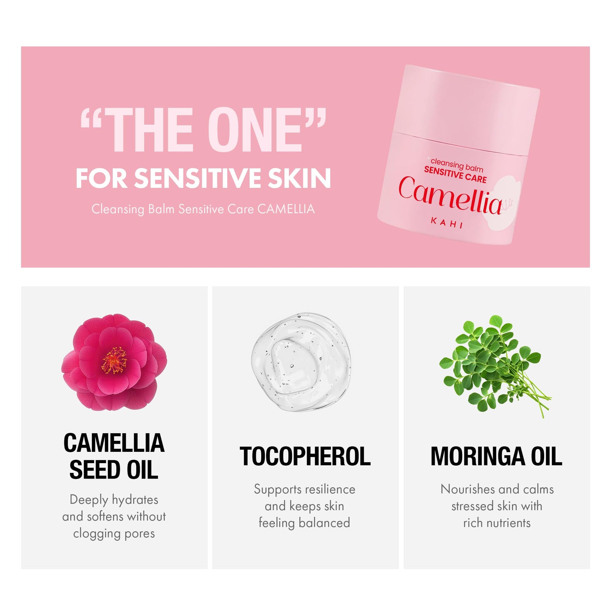 KAHI Cleansing Balm Sensitive Care Camellia - Gentle Makeup Remover Balm with Camellia Seed Oil & Vitamin E - Korean Skincare with Only 10 Ingredients 1.69 oz KAHI Au supplements