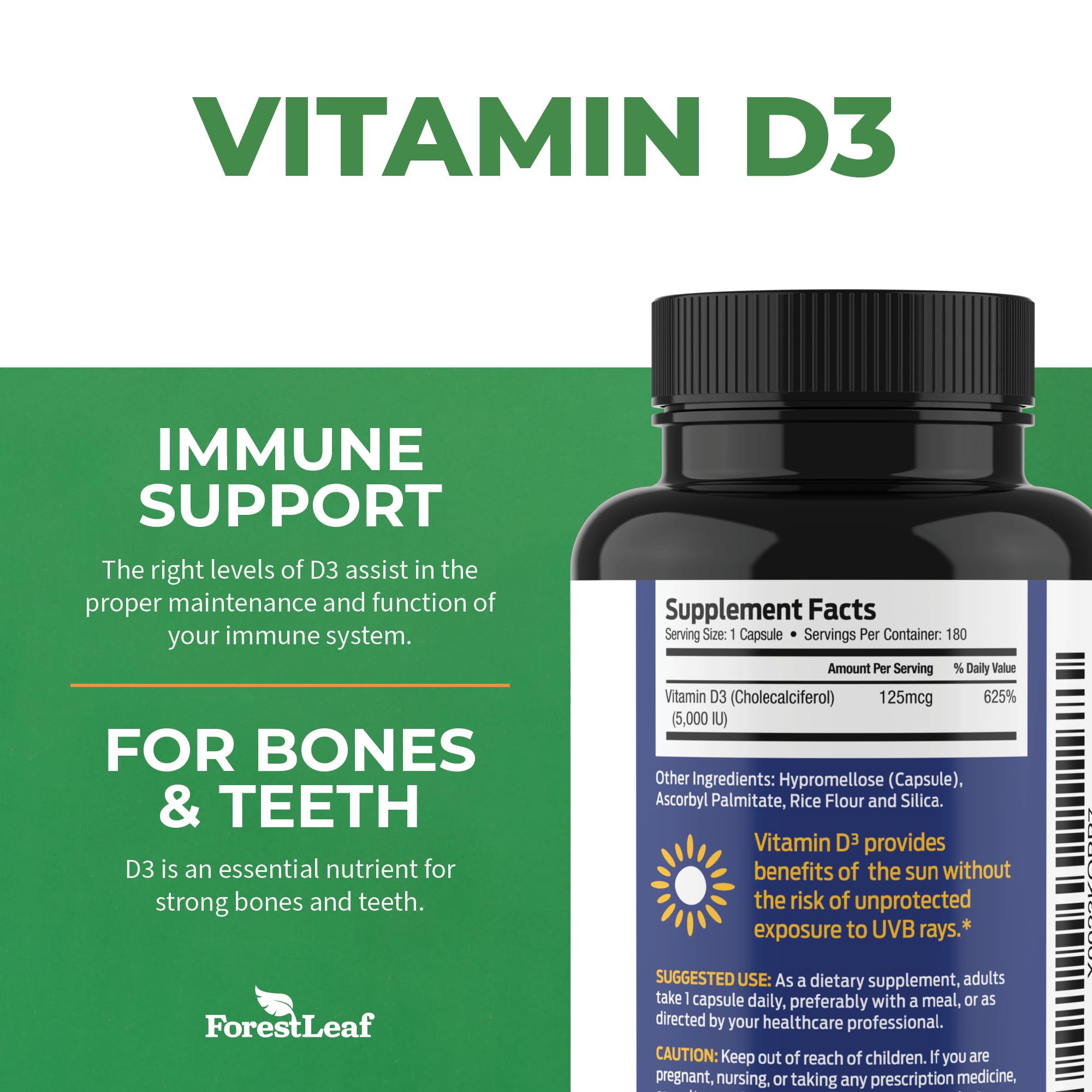 ForestLeaf - Vitamin D3 IU Weekly Supplement - Vitamin D Capsules ForestLeaf Au supplements
