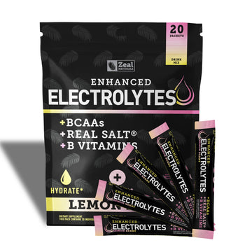 Enhanced Powder Stick Packs (Lemon Berry - 20 Packets) Sugar Free + BCAA B-Vitamins Zeal Naturals Au supplements
