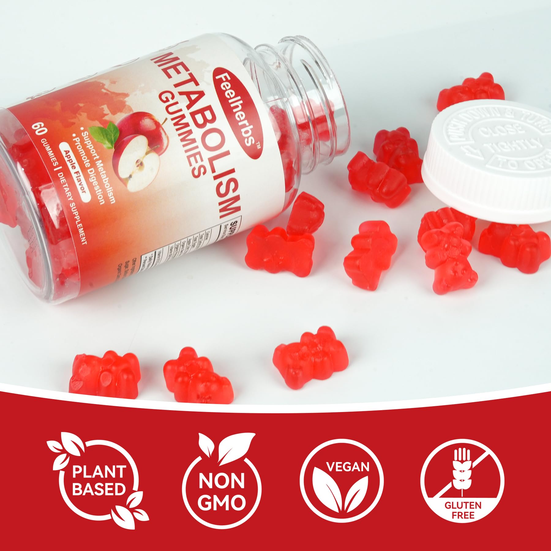 Feelherbs Metabolism Gummies for Women and Men Digestion & Energy, 60 Count Apple Cider Vinegar Gummies with Vitamin B12 & Beet Root, Chewable Keto ACV Vitamin for Metabolism & Detox Cleanse Feelherbs Au supplements