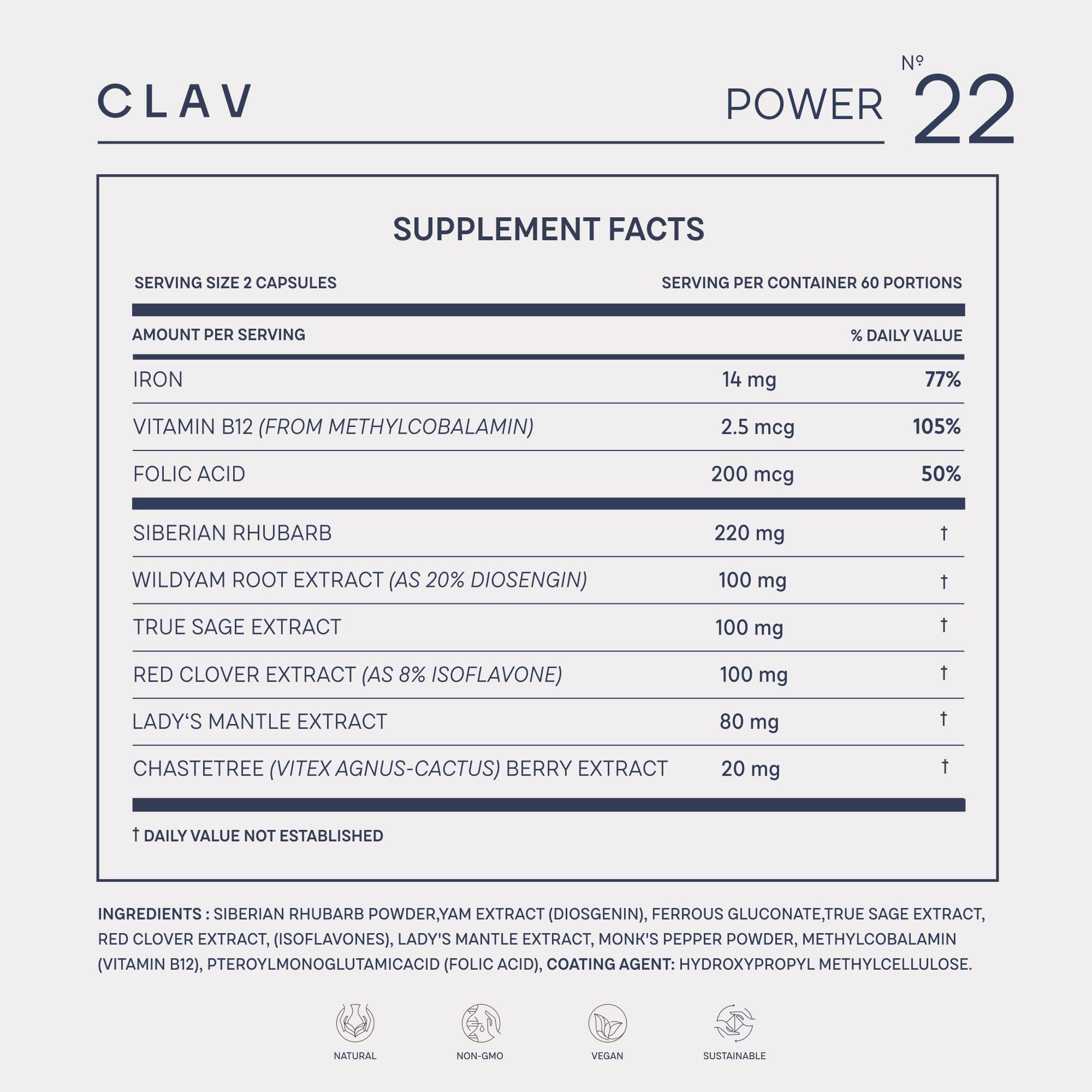 CLAV® Natural Hormone Balance for Women - PMS Relief with Siberian Rhubarb, Wild Yam & Vitex Berry - Vegan Menstrual Regulator Supplement - 120 Capsules CLAV Au supplements