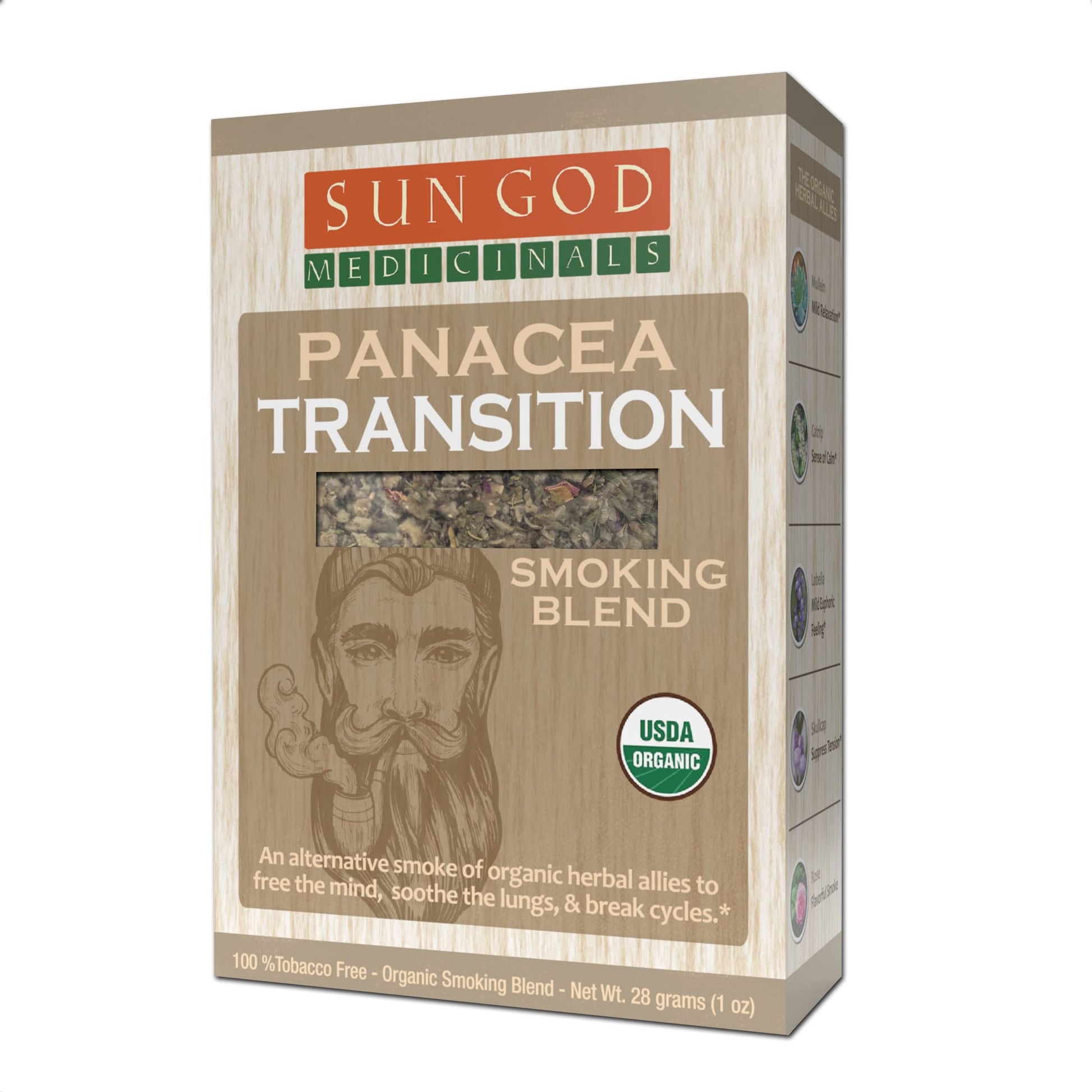Panacea Transition Natural Herbal| Smoking Blend for Relaxation & Enjoyment | Aromatic Mixture | 1 oz. Sun God Medicinals Au supplements