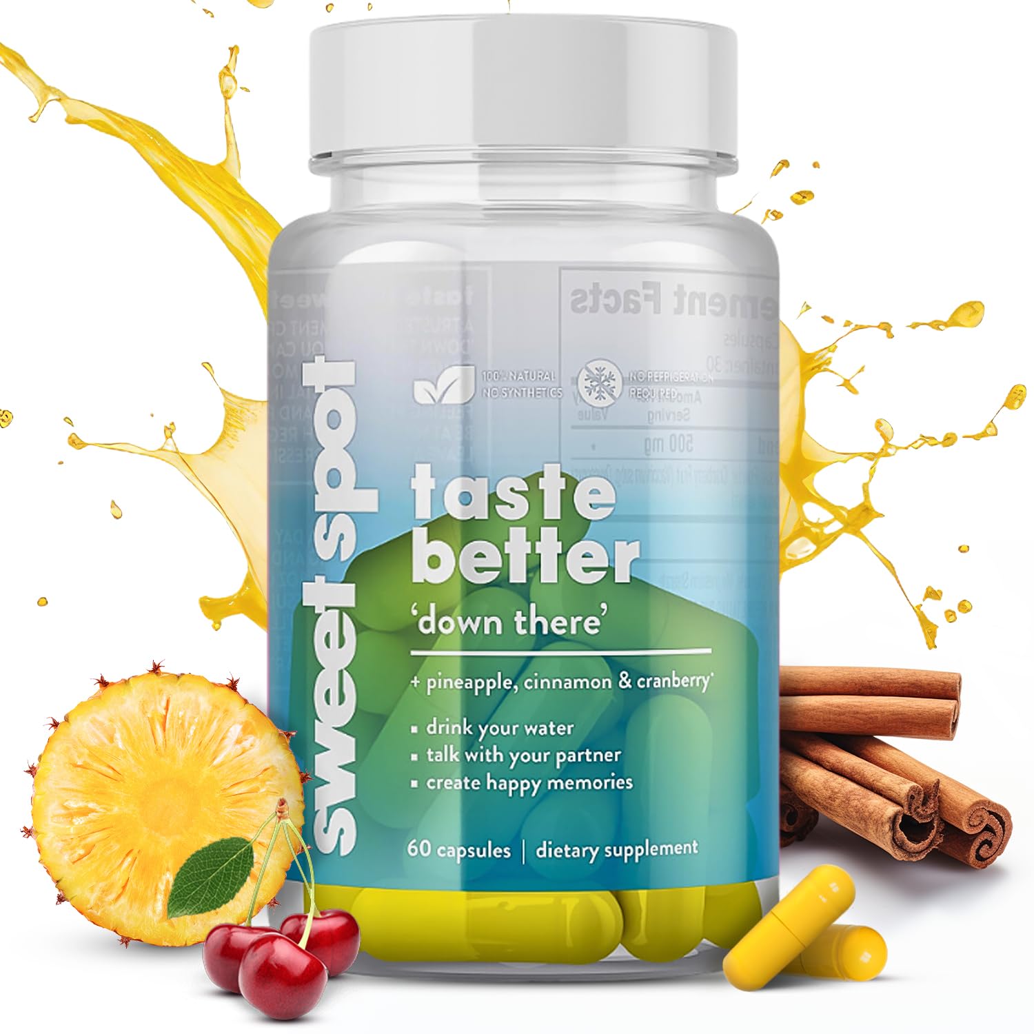 Pineapple Probiotics for Men – 625mg Sweet Spot Formula with Pineapple Extract, Cranberry & Cinnamon, Supports pH Balance & Freshens Taste, 60 Capsules, Made in the USA TASTE THE SWEET SPOT Au supplements