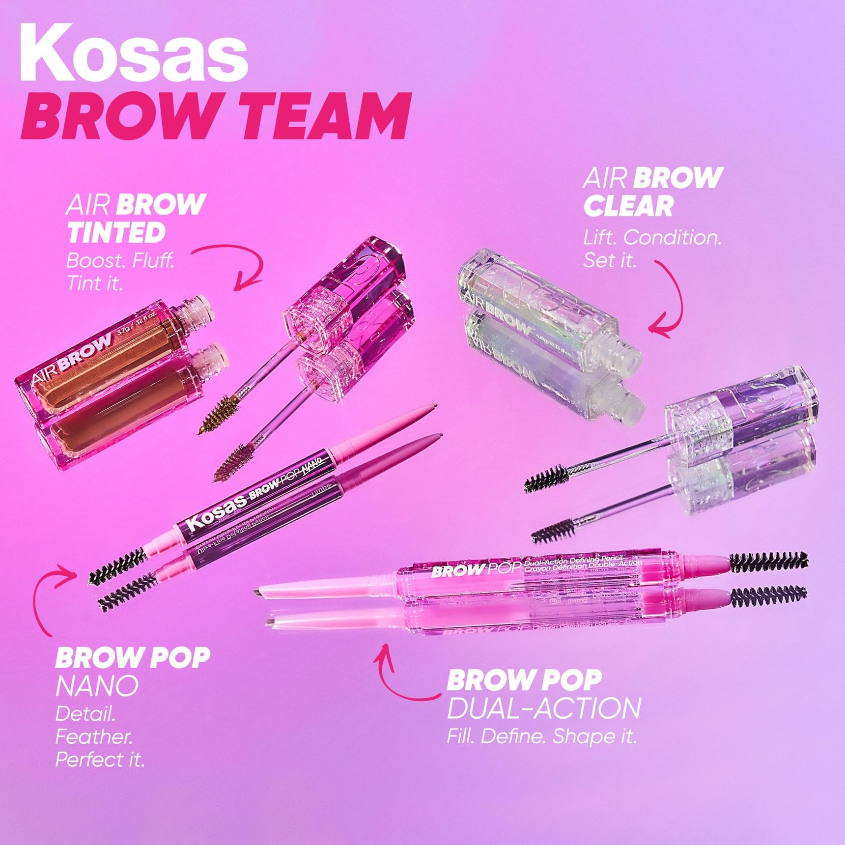 Kosas Air Brow Tinted Eyebrow Gel – Volumizing Brow Gel with Flexible Long-Lasting Hold, Medium Brown Kosas Au supplements
