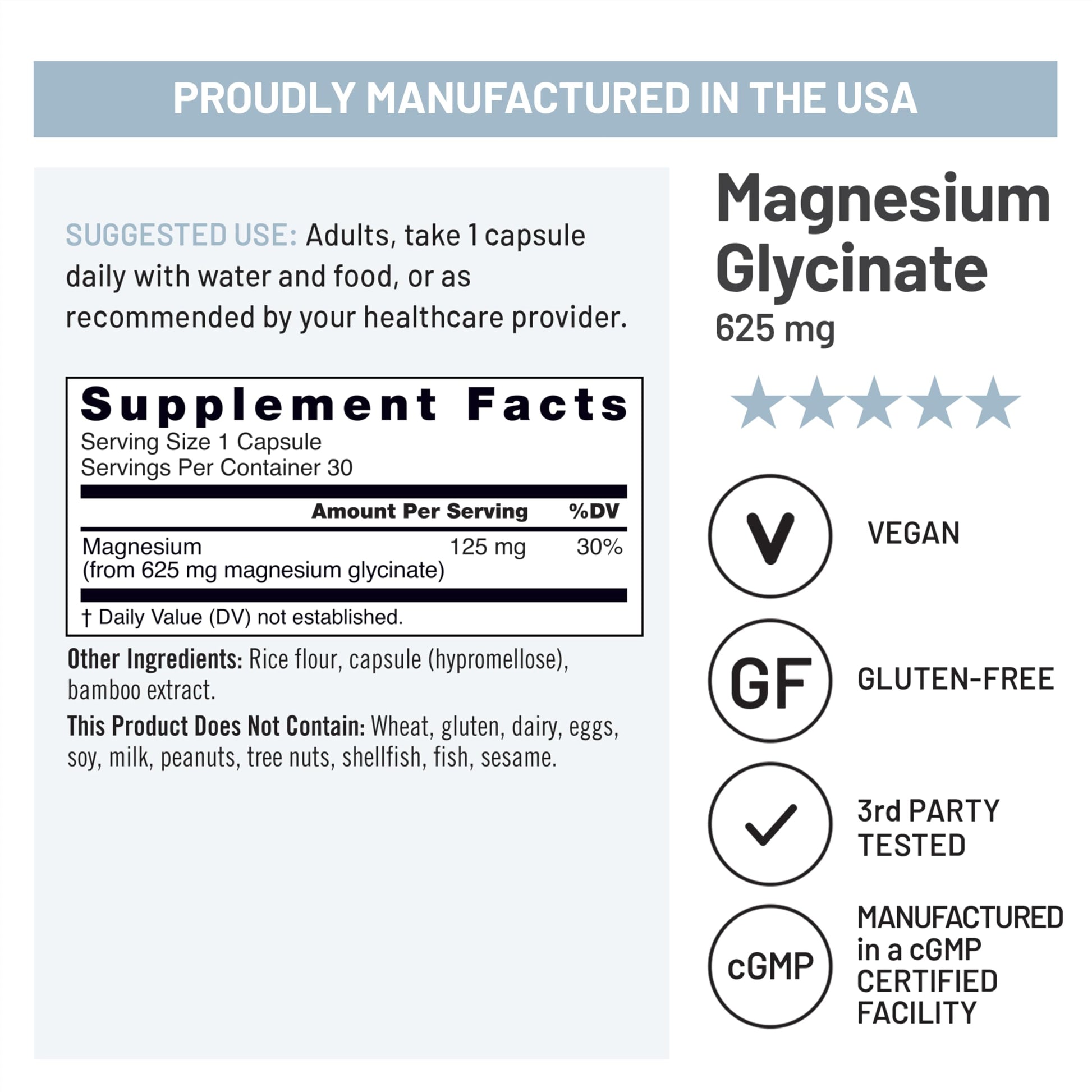 NatureWise Magnesium Glycinate 625 mg - High Absorption Chelated Magnesium Glycinate for Sleep, Relaxation, Muscle & Bones* - Gentle on Stomach, Vegan, Non-GMO - 30 Capsules[30-Day Supply] NatureWise Au supplements