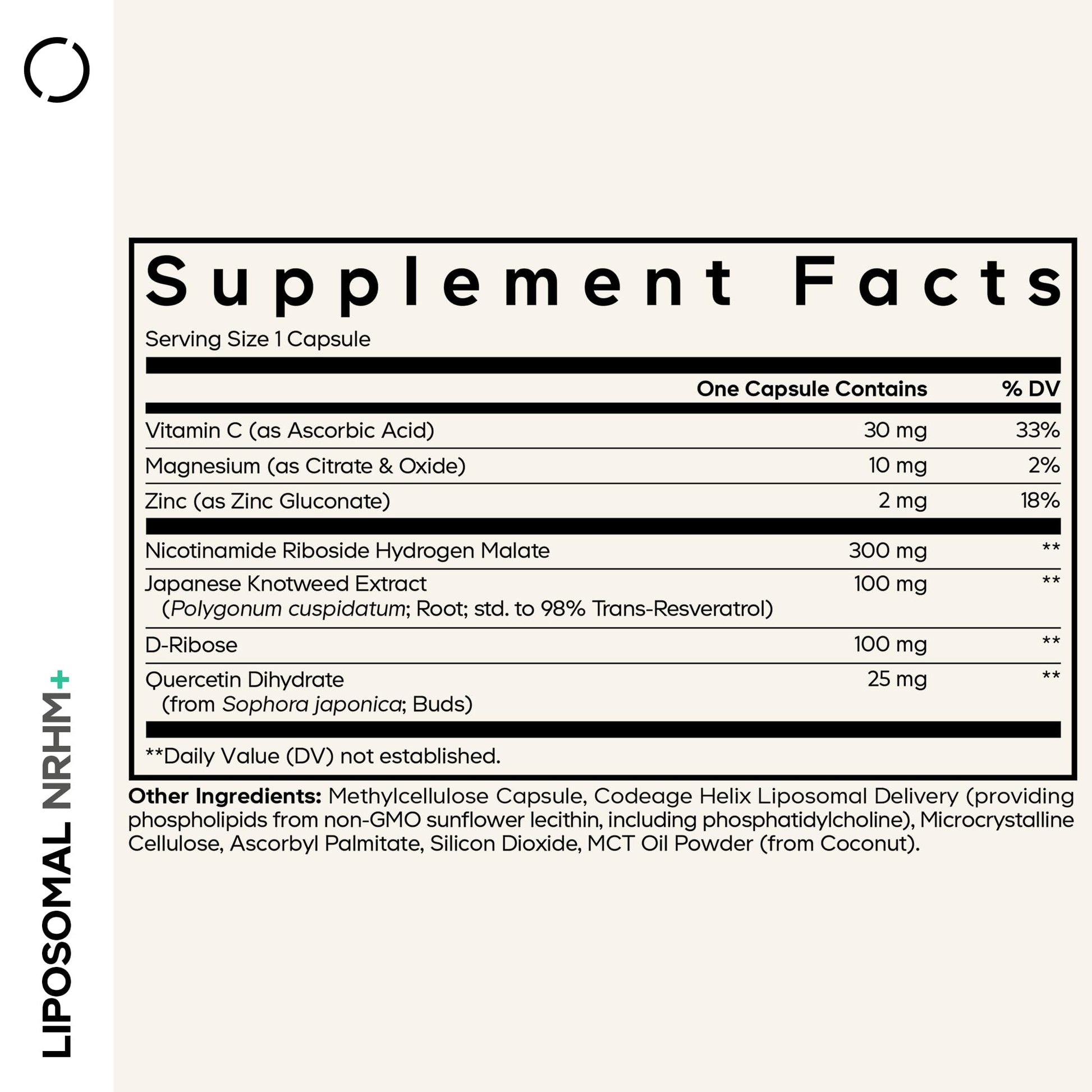 Codeage Liposomal NRHM+ Supplement - NRH Hydrogen Malate 300 mg, Resveratrol, D-Ribose & Quercetin - Vitamin C, Magnesium & Zinc - Liposomal Delivery - Non-GMO - 60 Capsules Codeage Au supplements
