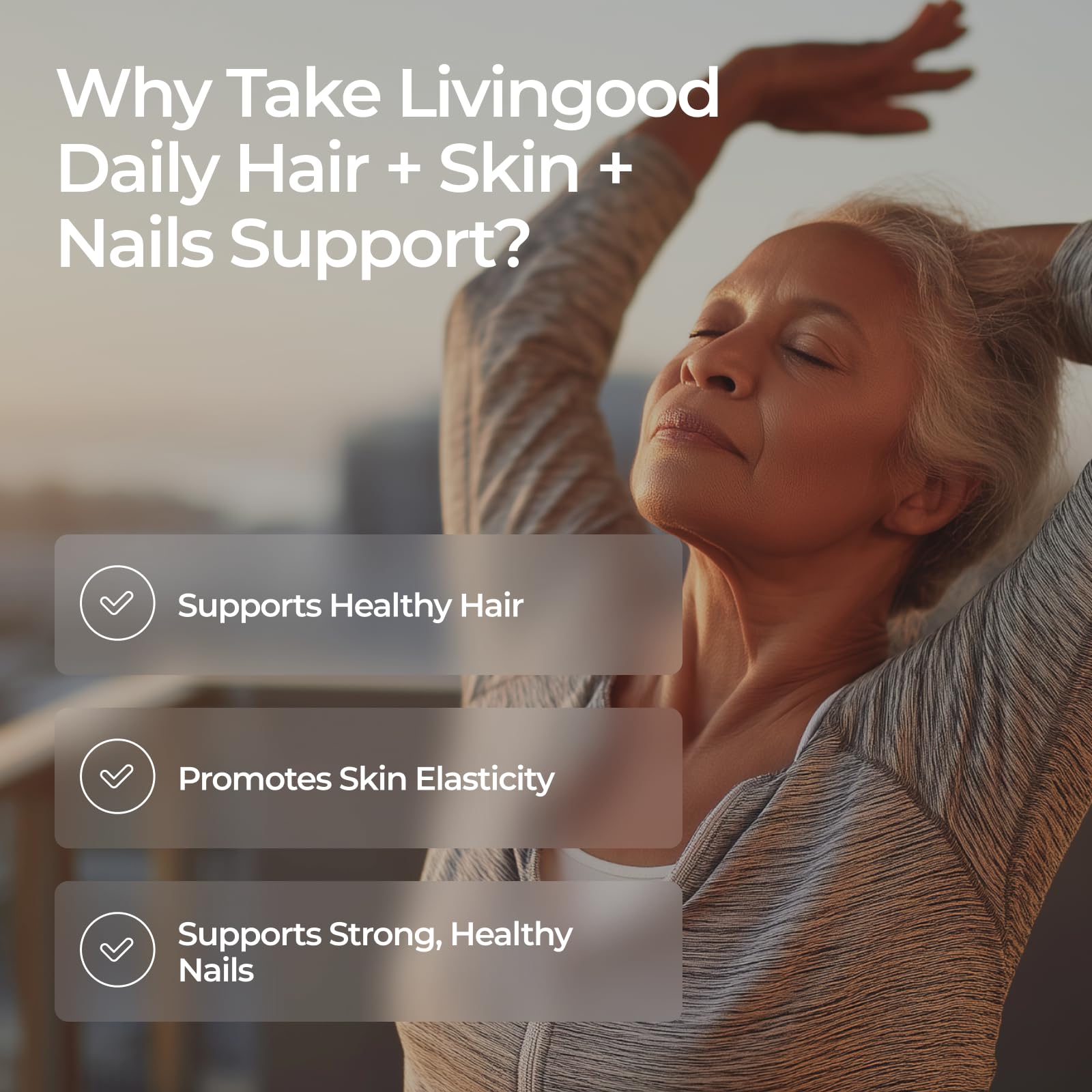 Livingood Daily Hair, Skin & Nails Supplement, 14-in-1 Formula with Biotin, Collagen, Keratin, Bamboo, Selenium, Folate, B12, Zinc and More, Beauty Supplement for Women & Men, Gluten Free, 60 Capsules Livingood Daily Au supplements