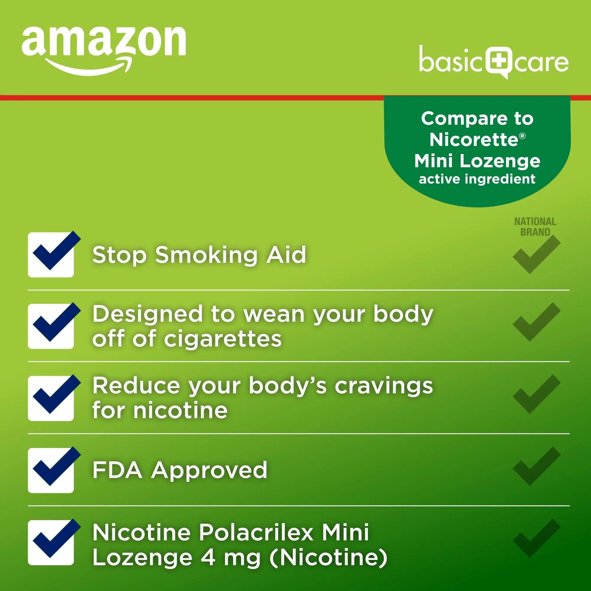 Amazon Basic Care Mini Nicotine Polacrilex Lozenge, 4 mg, Mint Flavor, Stop Smoking Aid, Smoking Cessation, Reduces Nicotine Cravings, 27 Count Amazon Basic Care Au supplements
