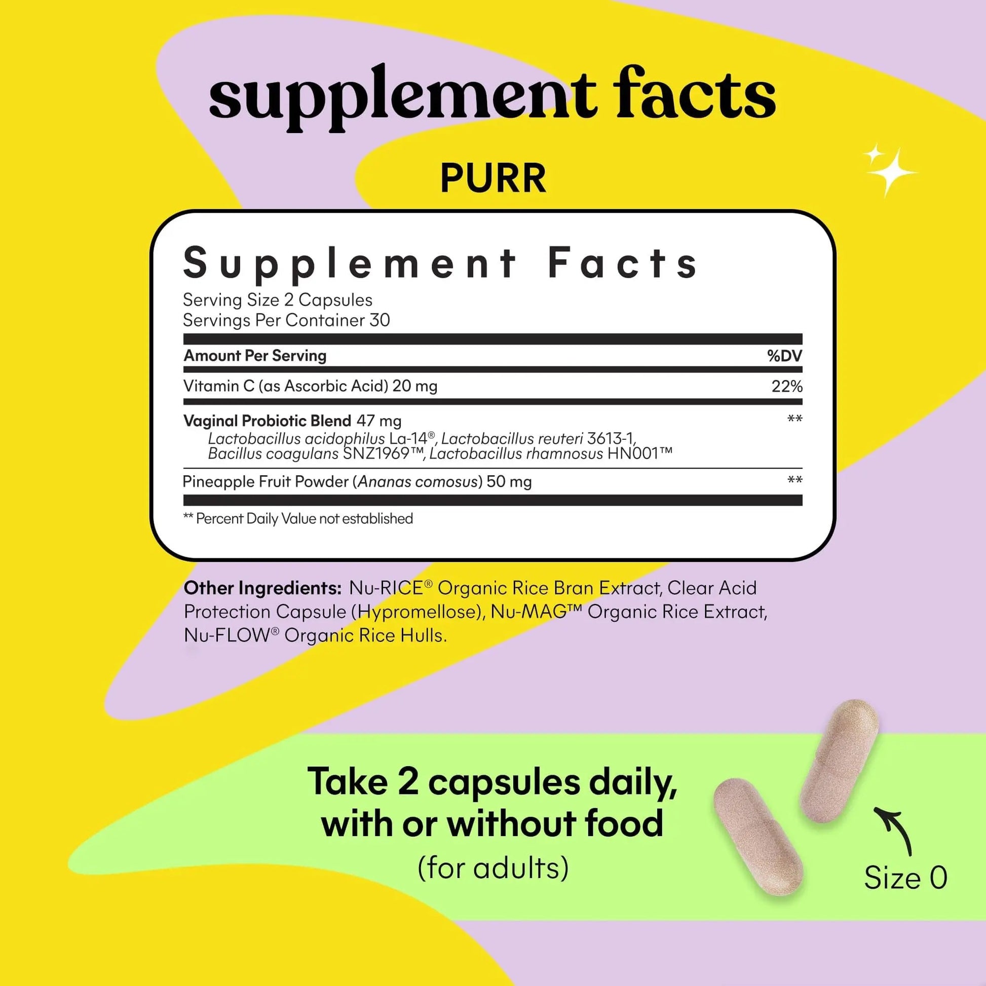Lemme Purr Vaginal Probiotics for Women - Promotes pH Balance, Healthy Vaginal Odor & Urinary Tract Health w/Lactobacillus Blend, Clinically Tested Strains, Pineapple & Vitamin C - 60 Veggie Capsules Lemme Au supplements