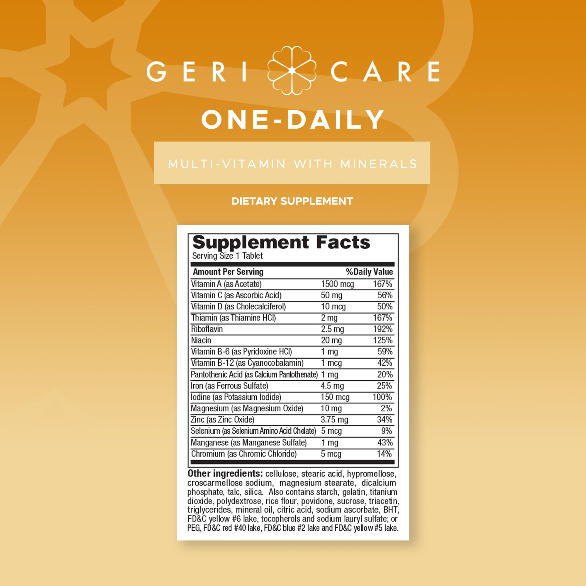 One-Daily Multivitamins with Minerals for Men & Women (100 Tablets) by GeriCare| High-Potency Multi-Vitamin & Multimineral Dietary Supplement for Immunity, Energy| Complete Daily Nutritional Support GeriCare Au supplements