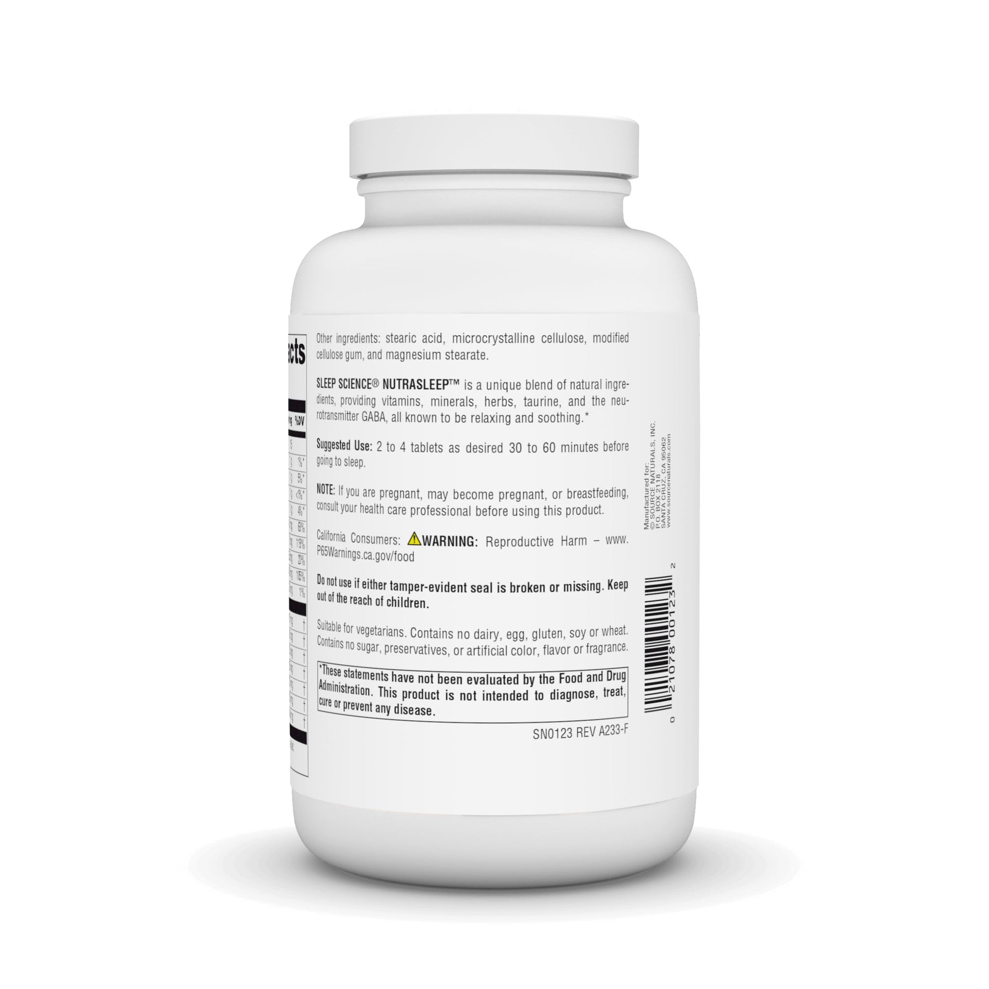 Source Naturals NutraSleep, Melatonin-Free Multi-Nutrient & Herb Complex, Vegetarian Formula for Relaxation Support - 200 Tablets Source Naturals Au supplements