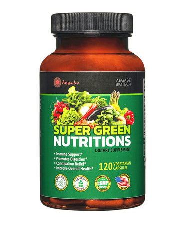 Fruits and Veggies Supplement, 36 Fruits & Vegetables with 24 Essential Vitamins, Minerals & Trace Elements,High in Fiber for Digestion & Constipation Relief,Daily Nutritional Support,120 Capsules aegabe Au supplements
