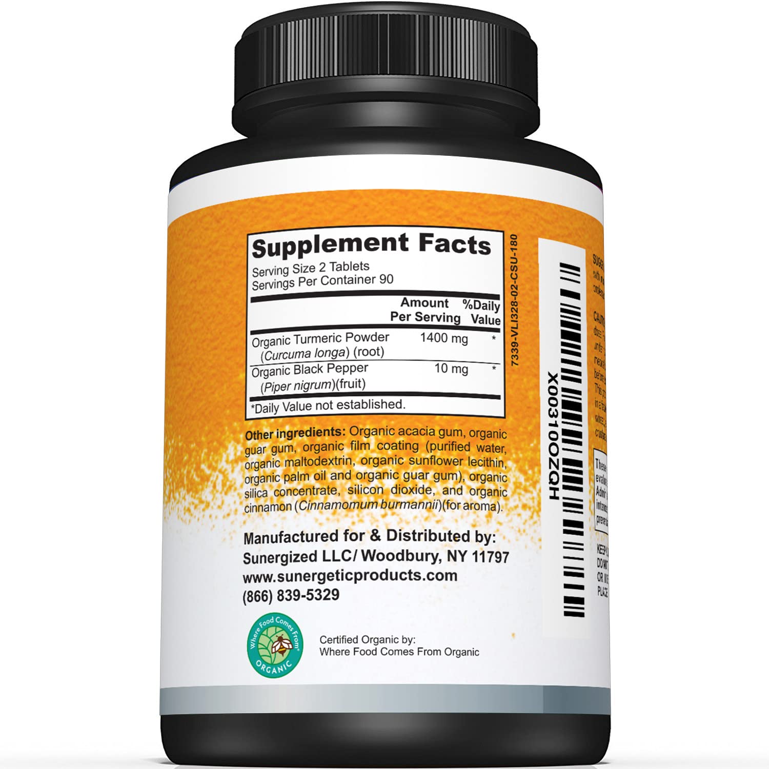 Sunergetic USDA Certified Organic Turmeric Supplement – Includes Organic Turmeric Sunergetic Au supplements