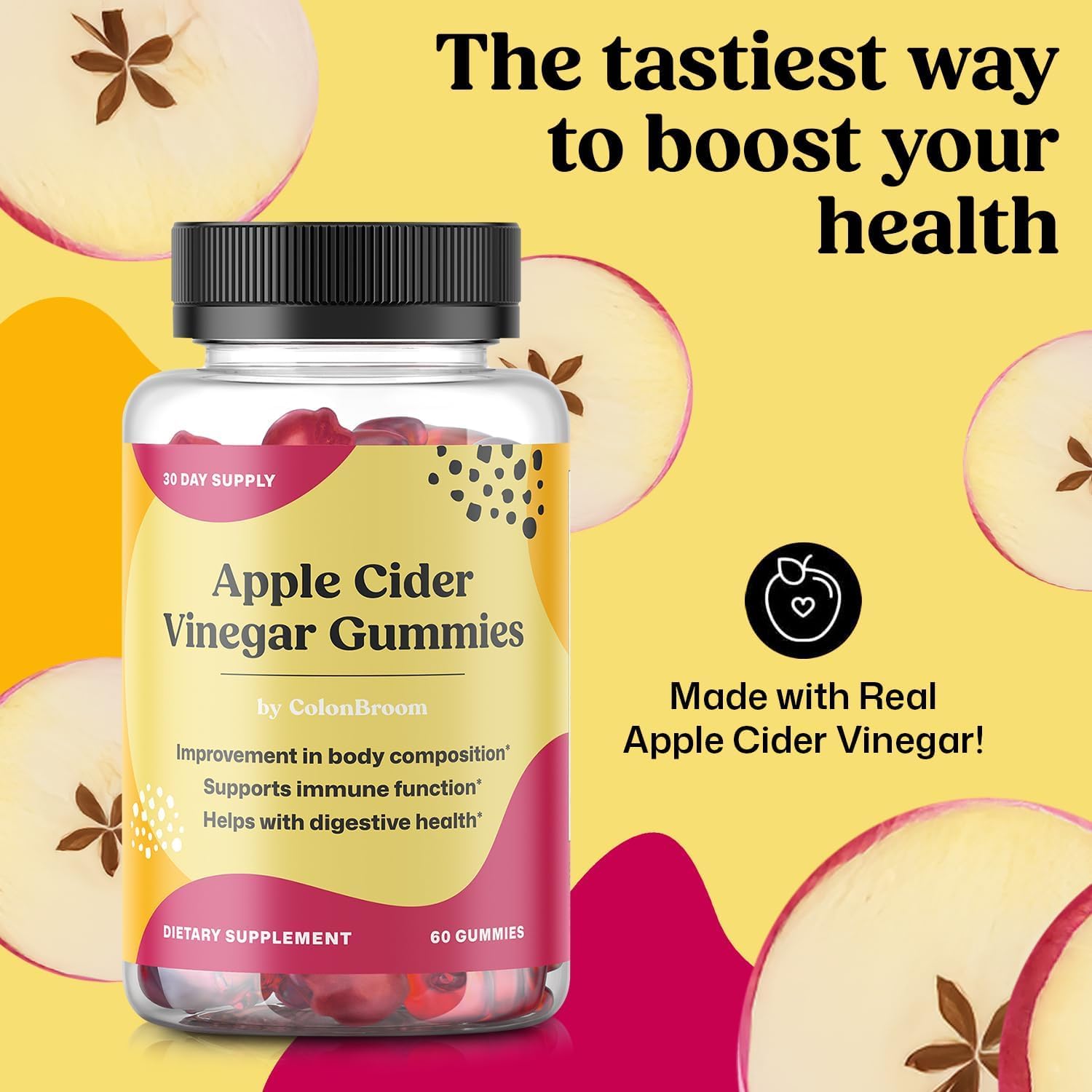 ColonBroom Apple Cider Vinegar Gummies for Women, 60 Gummies, 30 Day Supply, Vegan, Non-GMO Supplement – Supports Body Composition, Boost Metabolism & Improves Digestive Wellness ColonBroom Au supplements