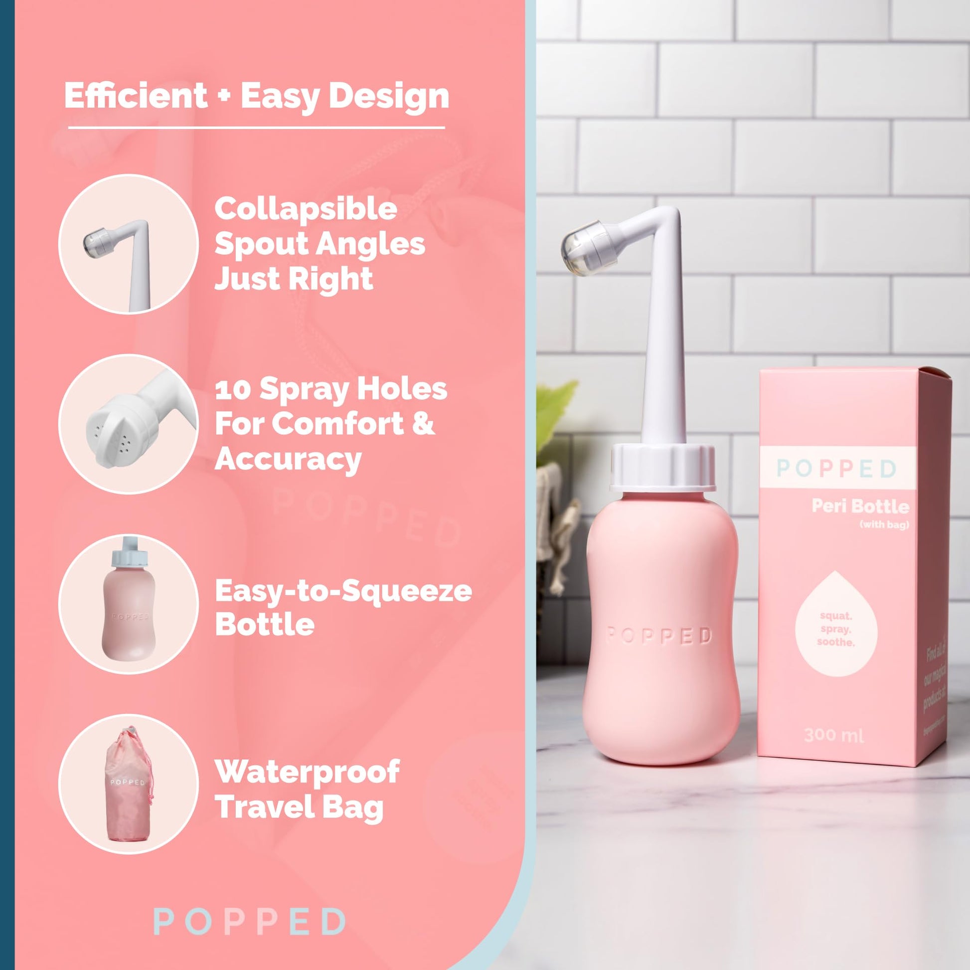 Popped Peri Bottle for Postpartum Care | Portable Bidet | Spray Bottle for Pain Relief, Tears POPPED Au supplements