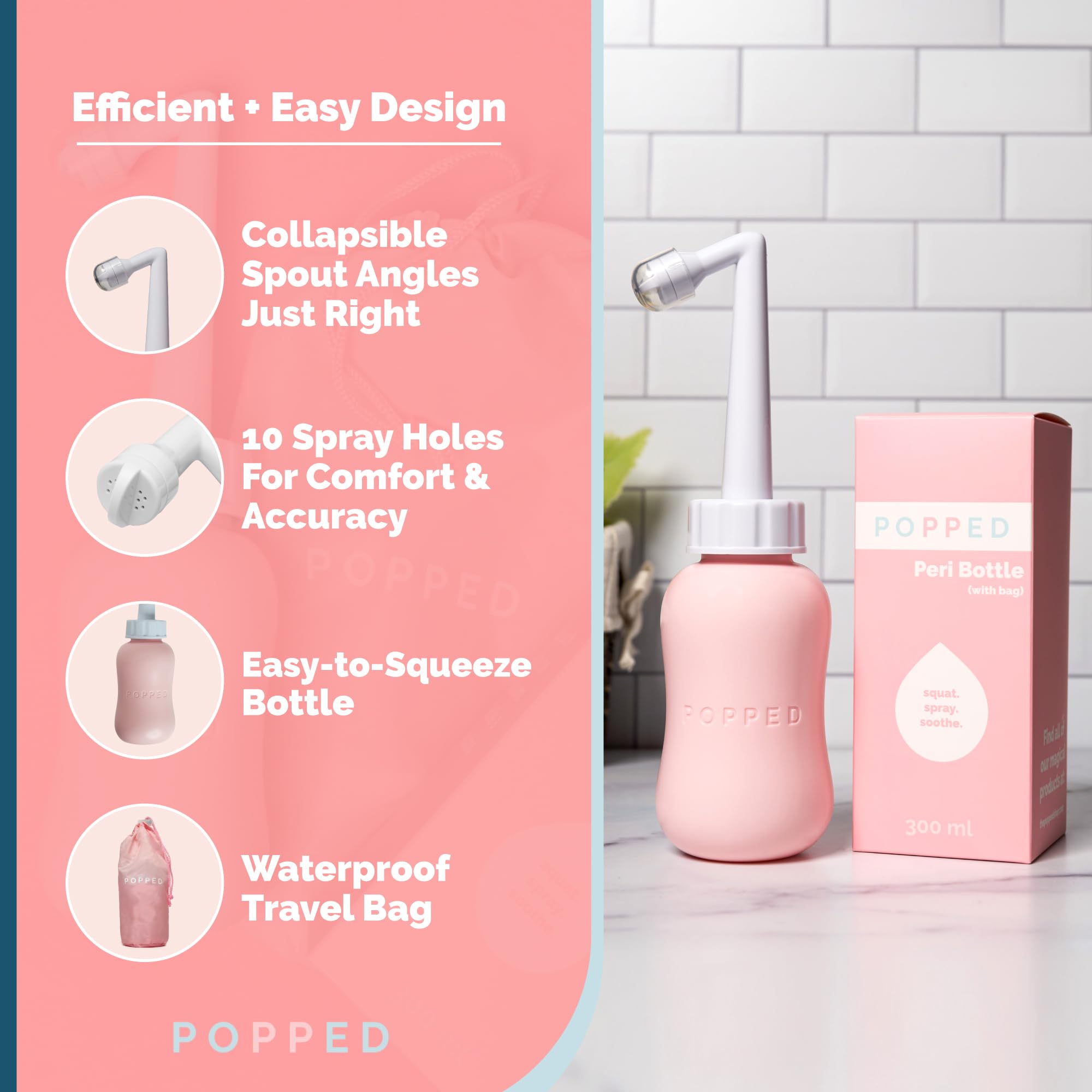 Popped Peri Bottle for Postpartum Care | Portable Bidet | Spray Bottle for Pain Relief, Tears POPPED Au supplements