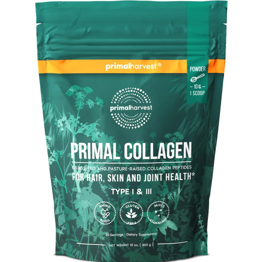 Primal Harvest Collagen Powder for Women or Men Primal Collagen Peptides Powder Type I & III, 10 Oz Collagen Protein Powder for Hair Primal HarvestAU supplements