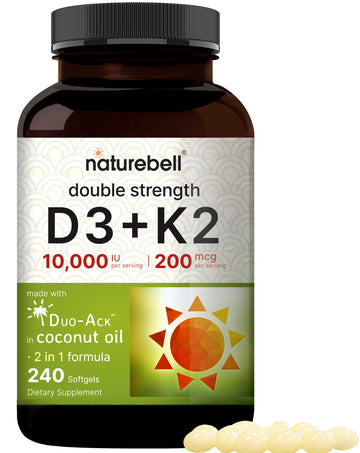 NatureBell Vitamin D3 K2 (10,000 IU Vitamin D + 200mcg Vitamin K MK-7) 240 Softgels NatureBell Au supplements