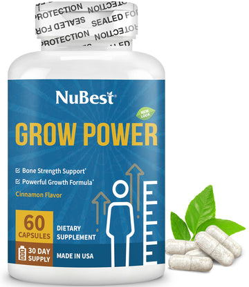 NuBest Grow Power - Calcium Supplement, Magnesium Supplement with Vitamin D3, B6, Zinc, Phosphorus and Multivitamin for Strong Bones, Overall Health for Age 10+ | 60 Capsules | 1 Month Supply NuBest Au supplements