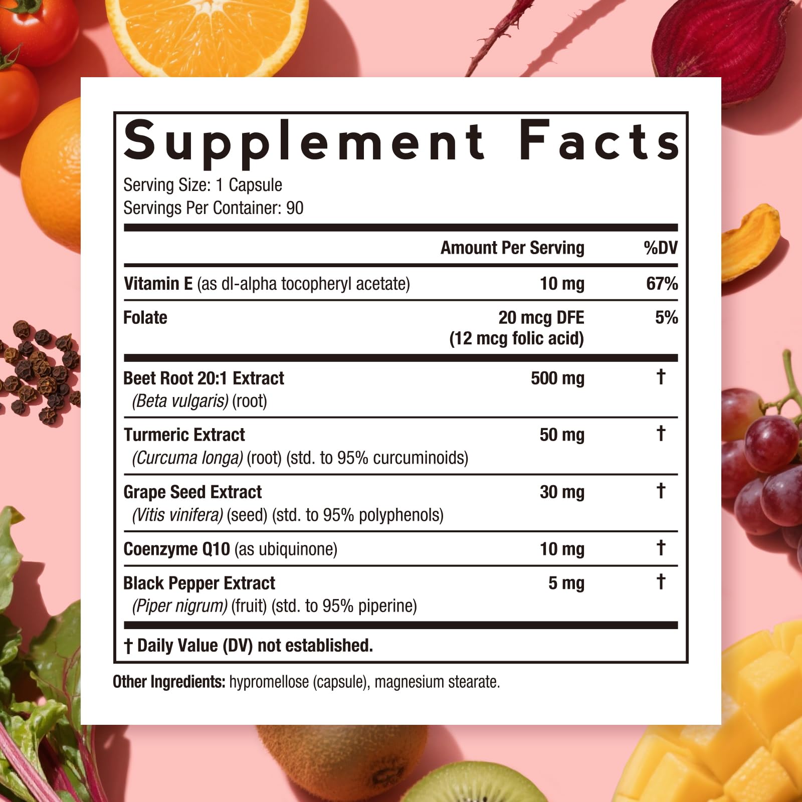 Doctor's Recipes Beet Root Capsules, 20:1 Extract with Grape Seed, CoQ10, Turmeric, Black Pepper for Enhanced Absorption, Supports Heart, Circulation, Energy & Nitric Oxide, Non-GMO, 90 Veg Caps Doctor's Recipes Au supplements