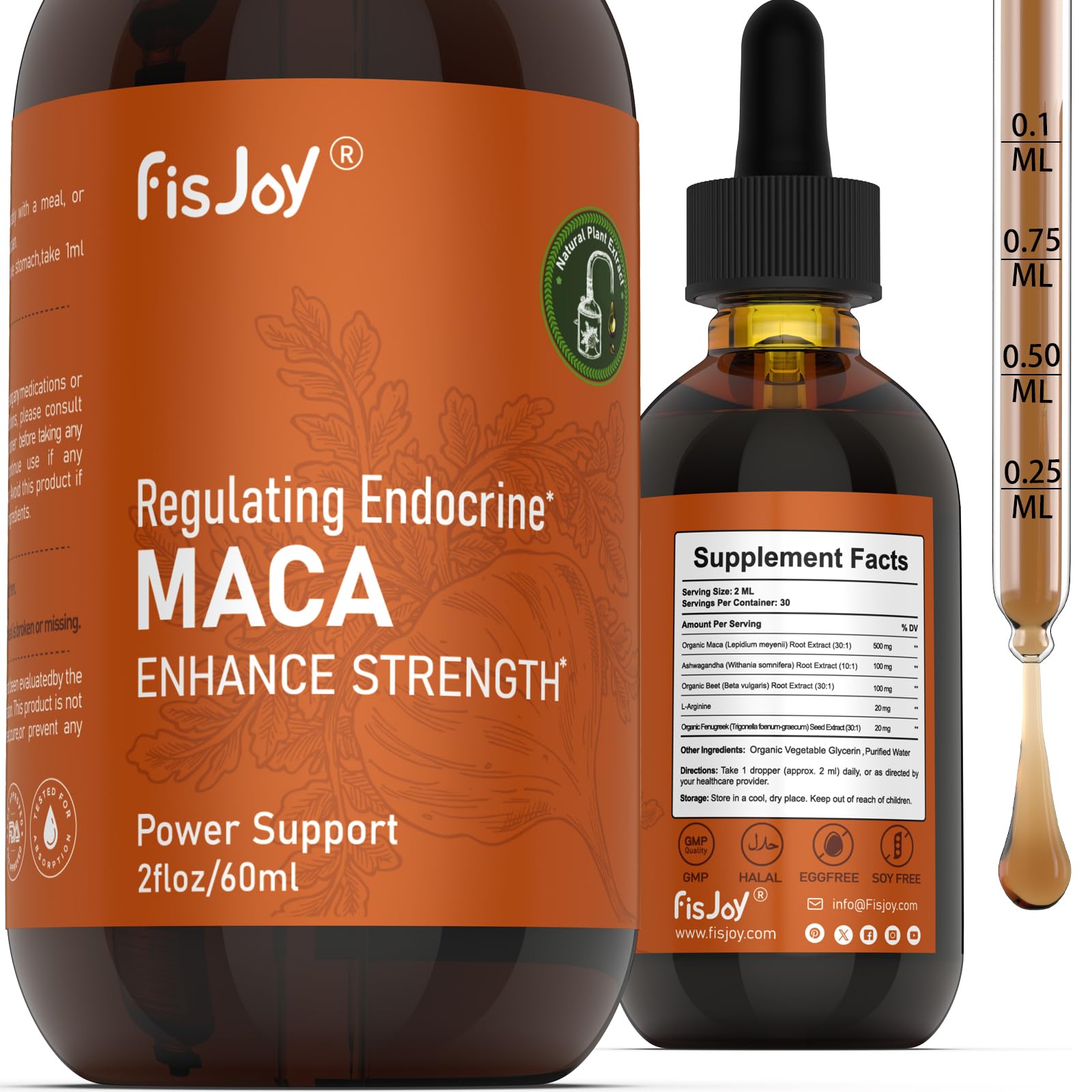 Fisjoy Organic Maca Liquid Drops with Ashwagandha & Beet Root – Supports Daily Vitality & Overall Wellness – Non-GMO, Vegan Herbal Supplement, 2 fl oz (60 mL) Fisjoy Au supplements