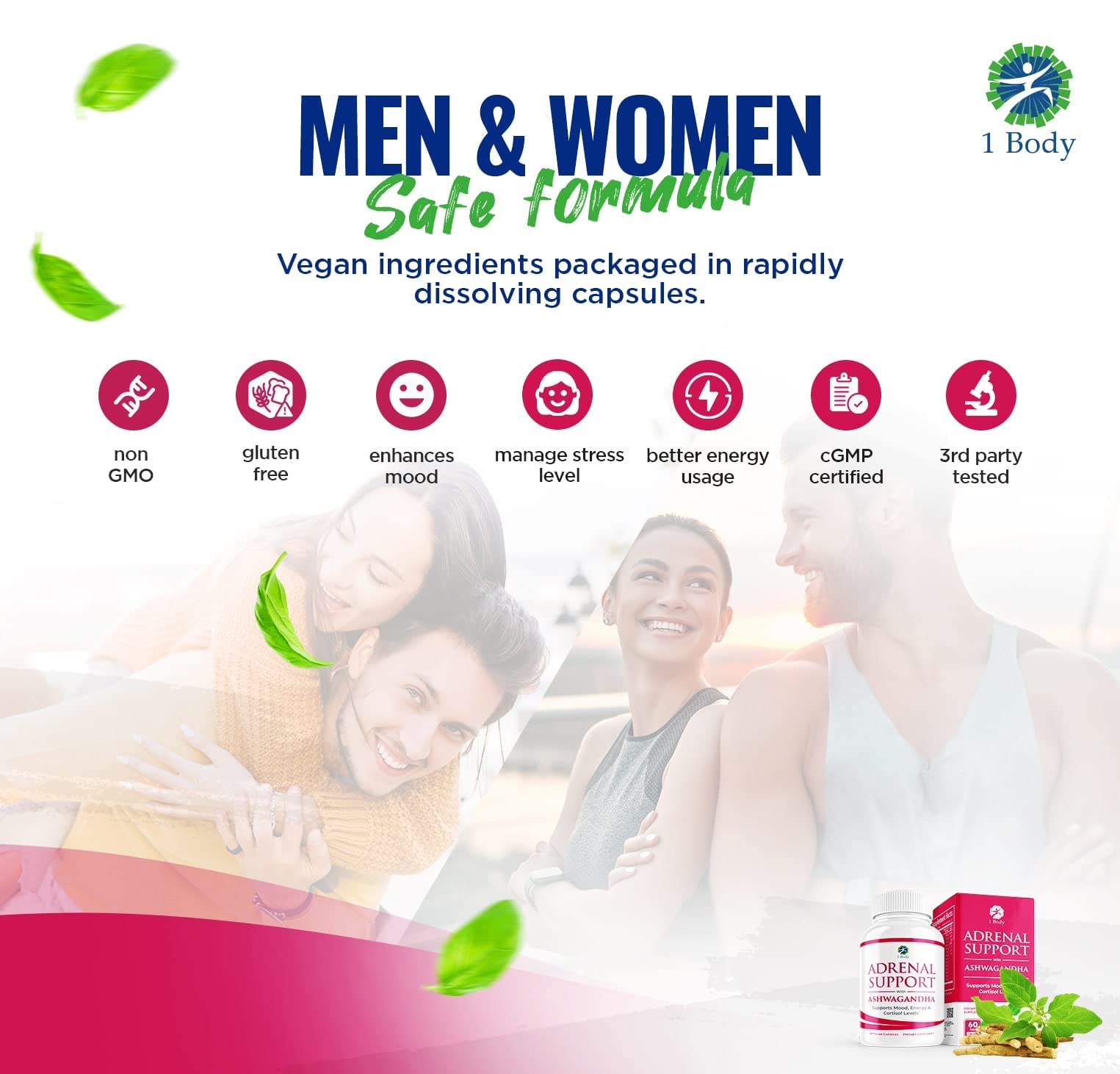 1 Body Adaptogen Complex Supplement with Ashwagandha - 60 Vegan Cap 1 Body Au supplements