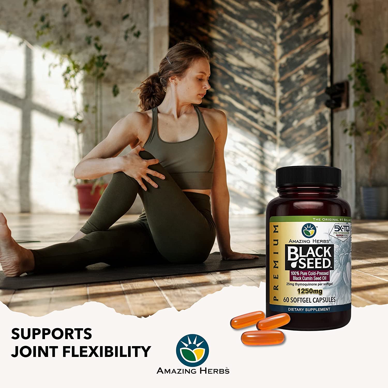 Amazing Herbs Premium Black Seed Oil Capsules - High Potency, Cold Pressed Nigella Amazing Herbs Au supplements