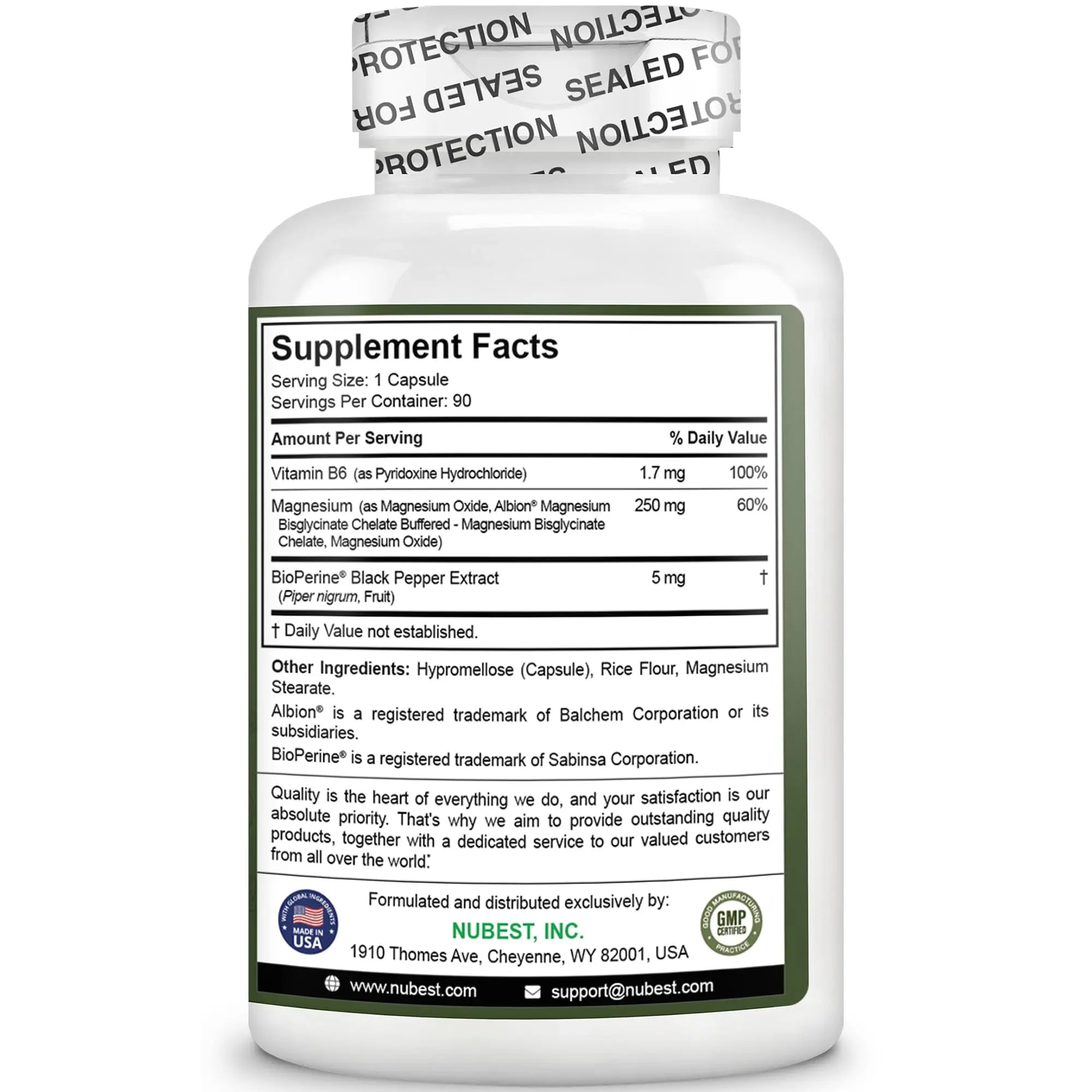 Magnesium Glycinate Chelate Complex with Albion Magnesium Bisglycinate Chelate, Vitamin B6 & BioPerine for Bone, Muscle, Natural Sleep, Nerve Function, Brain Booster | 3 Months Supply NuBest Au supplements