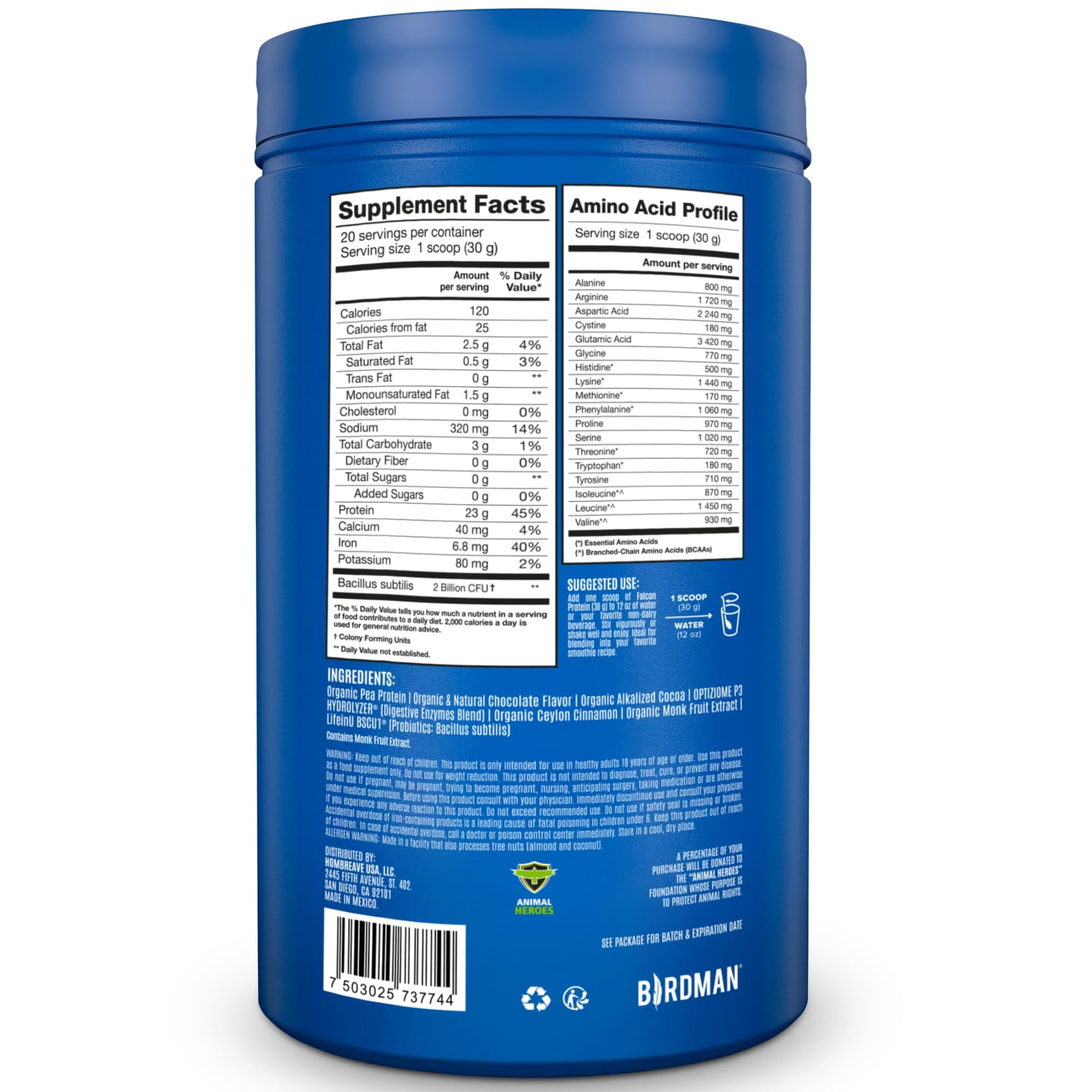 BIRDMAN Falcon Vegan Protein Powder Organic, Stevia & Sugar Free, Plant Based Protein BIRDMAN Au supplements