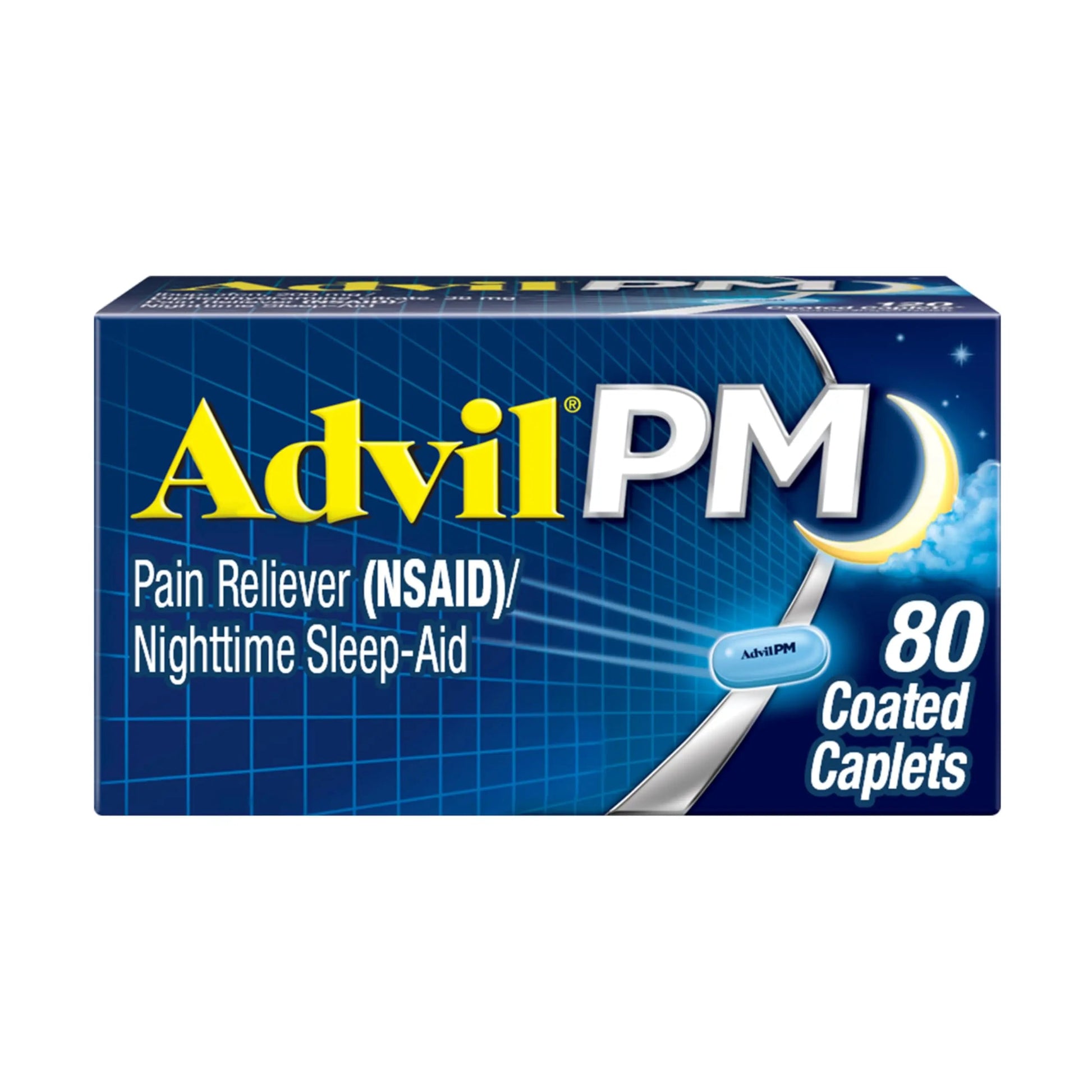 Advil PM Pain Reliever and Nighttime Sleep Aid, Pain Medicine with Ibuprofen for Pain Relief and Diphenhydramine Citrate for a Sleep Aid - 80 Coated Caplets Advil Au supplements