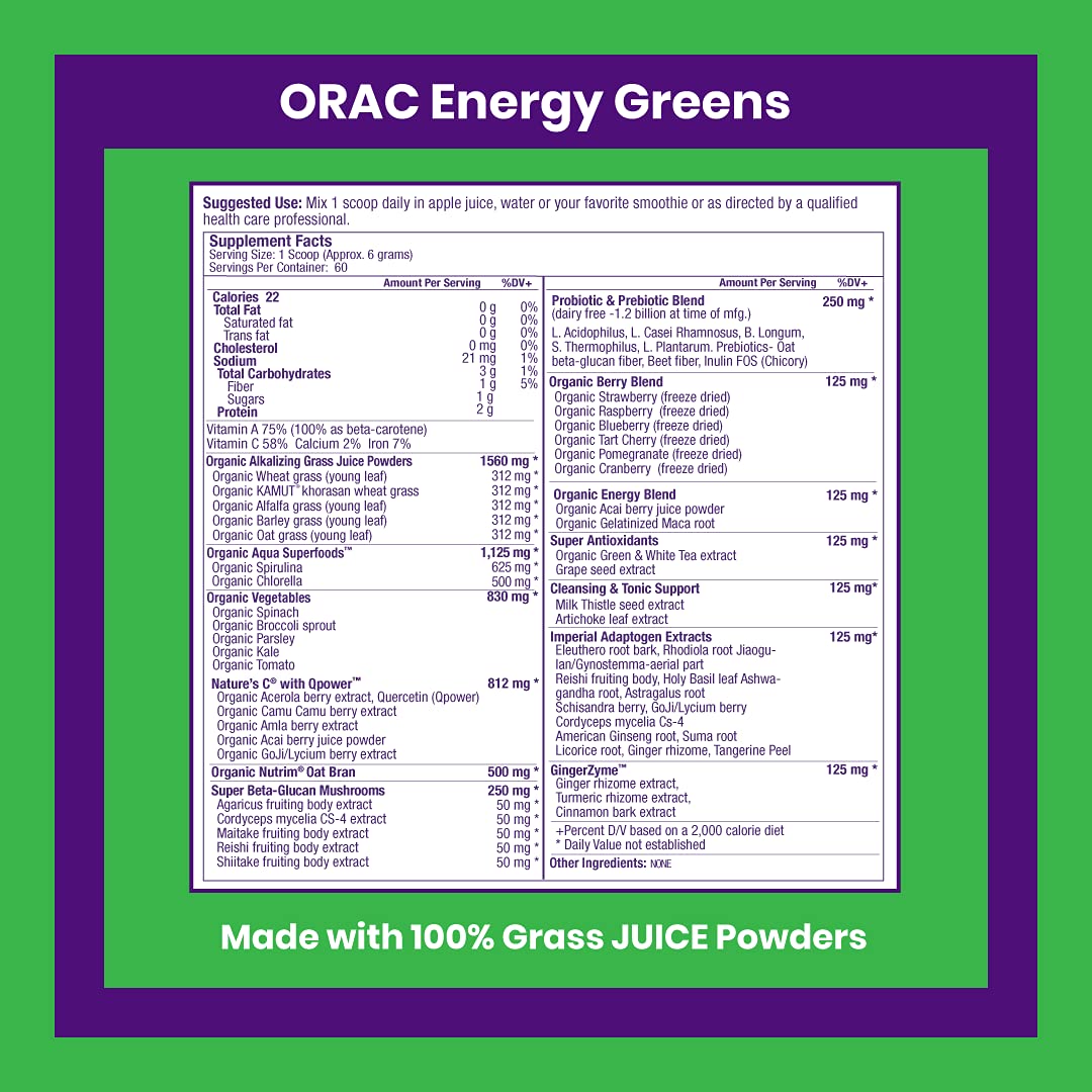 Paradise ORAC Energy Greens Powder Extract, Super Antioxidants, Probiotics for Gut Paradise Herbs Au supplements