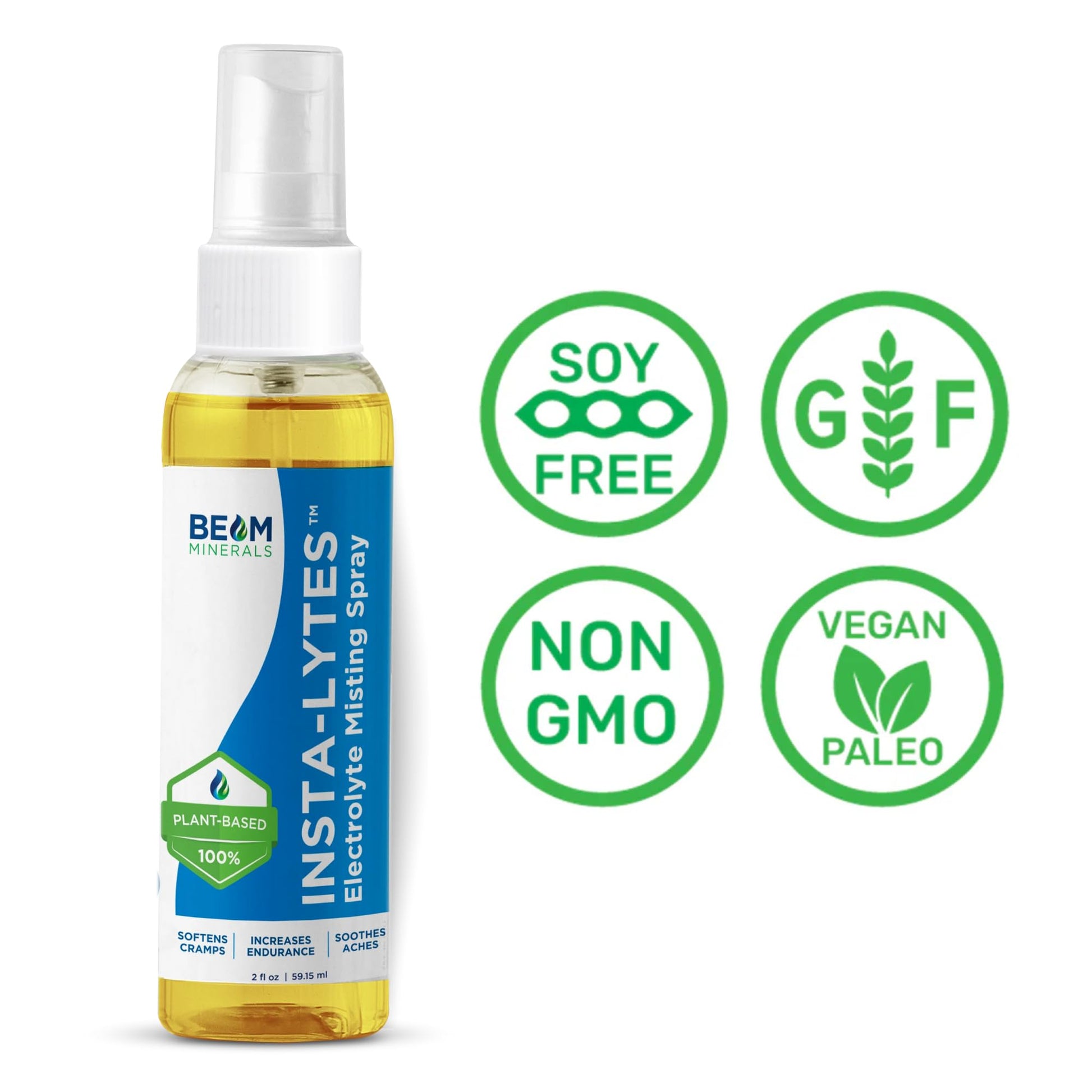 BEAM MINERALS Insta-Lytes | How to Stop Leg Cramps Immediately Electrolyte Misting Spray | Fulvic Acid Trace Minerals | Fast Micronutrients Supplements | 2 fl Oz BEAM MINERALS Au supplements