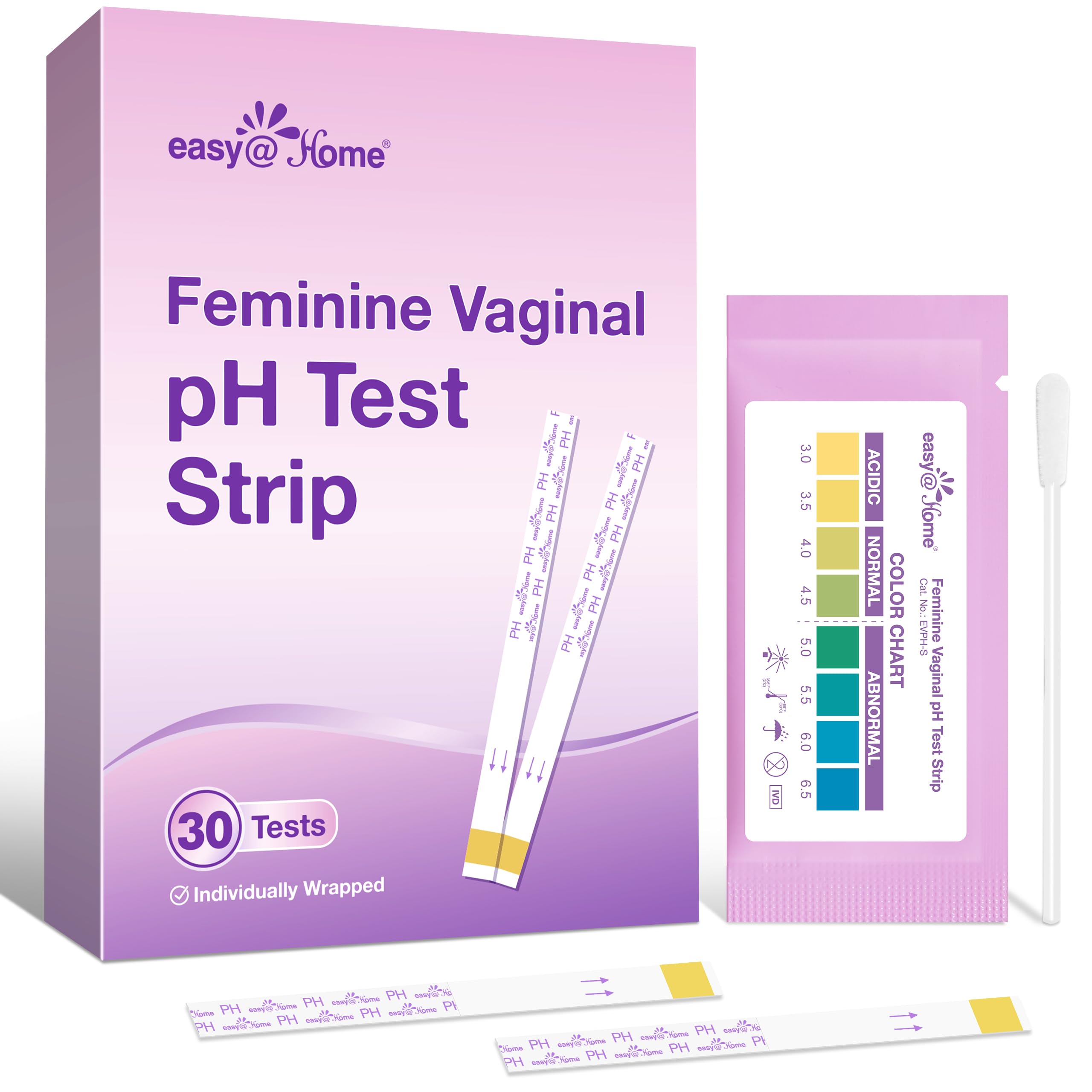 Easy@Home Vaginal pH Test -30 Strips | BV Test Kit at Home for Women | Yeast Infection Test + pH Balance Easy@Home Au supplements