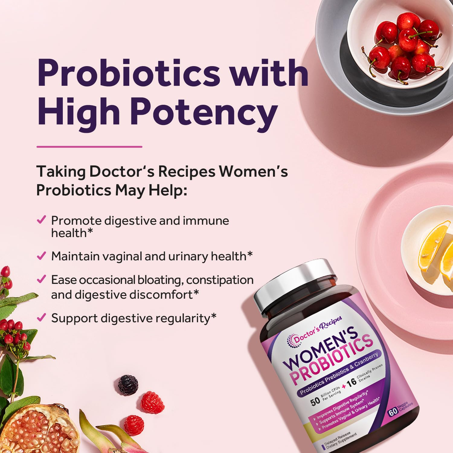 Doctor's Recipes Women's Probiotics, 50 Billion CFU 16 Strains, with Organic Prebiotics Doctor's Recipes Au supplements