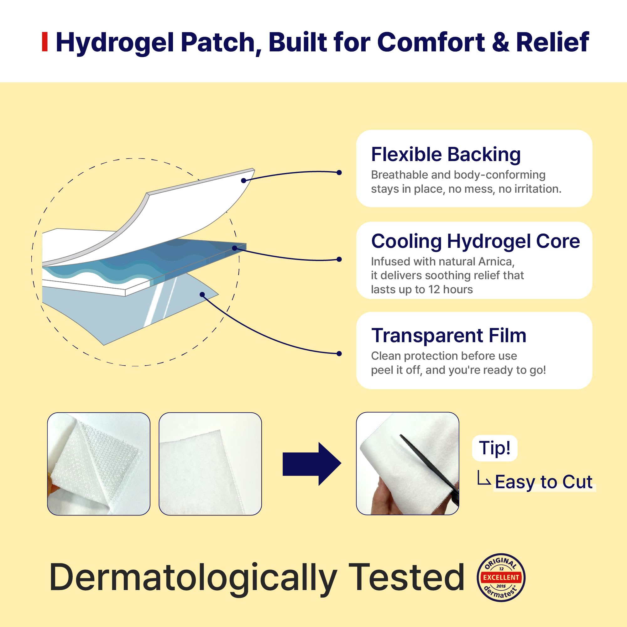 Arnica Hydrogel Pain Relief Patches | Natural Relief for Muscle, Joint, Bruises & Swelling | Flexible, Non-Greasy & Long-Lasting | Great for Back, Knee & Neck Pain (3.9"x4.7", 10, Count) Wooshin Labottach Au supplements