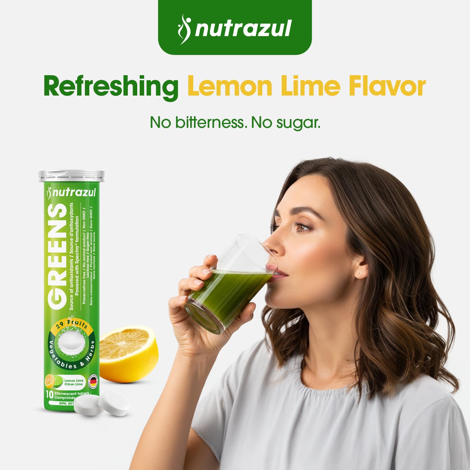nutrazul Greens Effervescent Tablets - Daily Super Greens Supplement with 29 Superfoods - Antioxidant & Immune Support - Lemon Lime Flavor - Non-GMO - 30 Tablets nutrazul Au supplements
